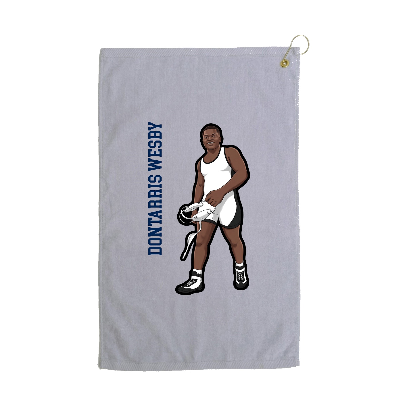Golf Towel — Name Vertical in Grey