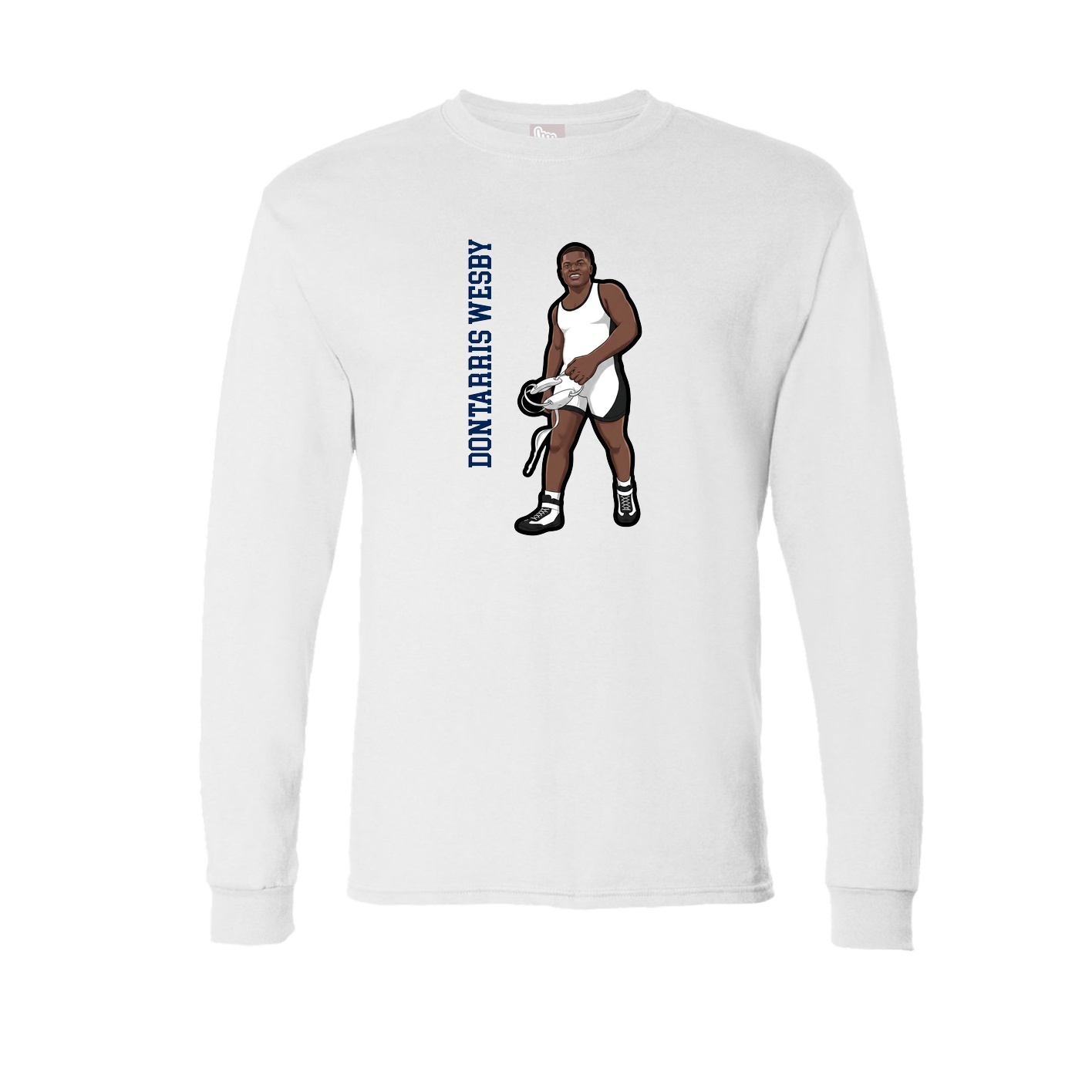 Long Sleeve Tee — Name Vertical in White