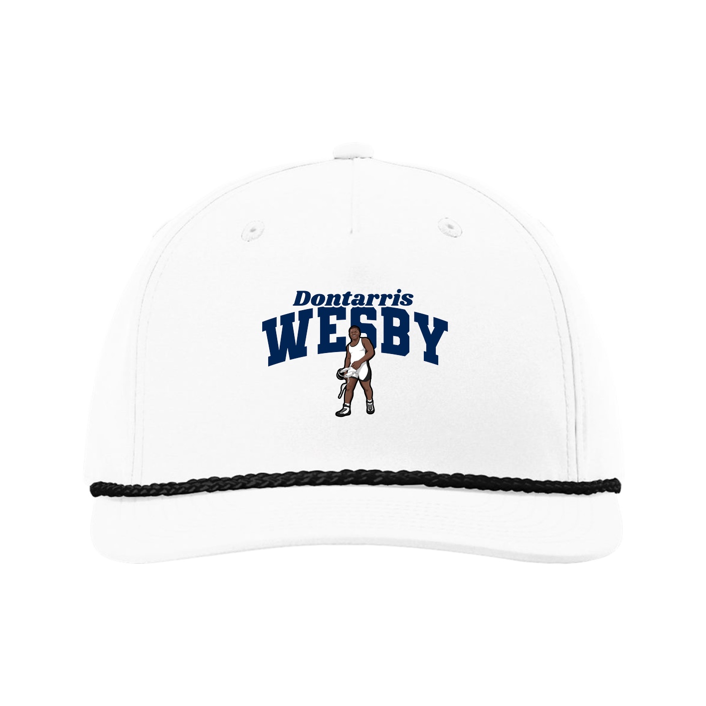 Five-Panel Classic Rope Cap — Signature Arch in White