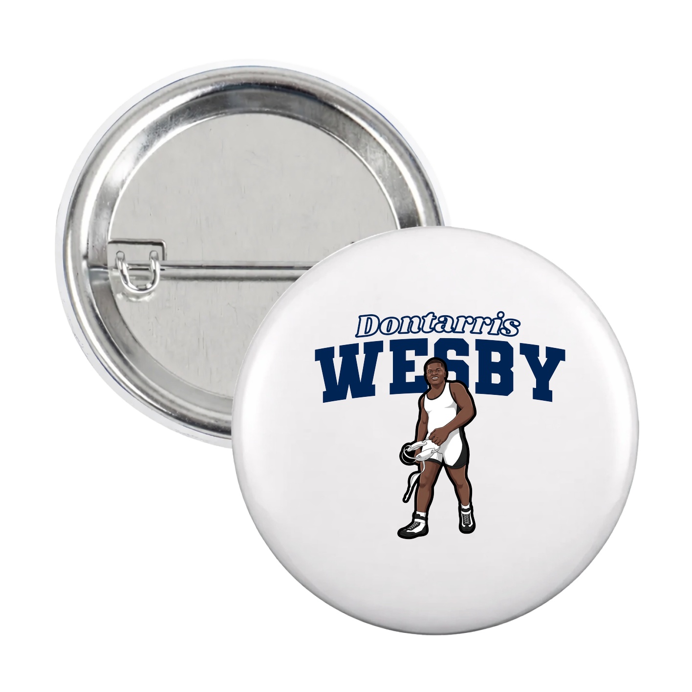 Game Day Button — Name Arch in White