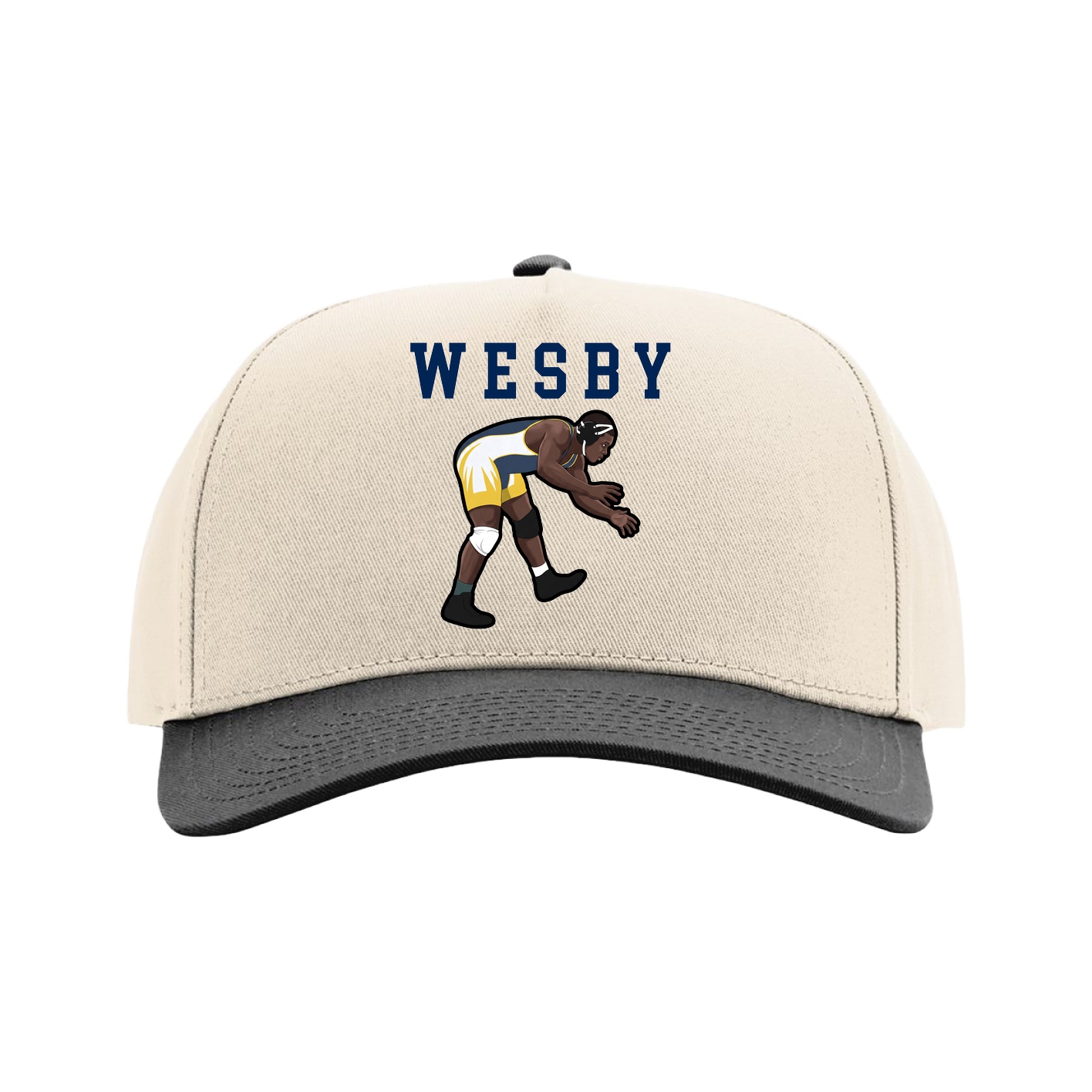 Full Fabric Five-Panel Champ Cap — Shirsey in Cream/Black
