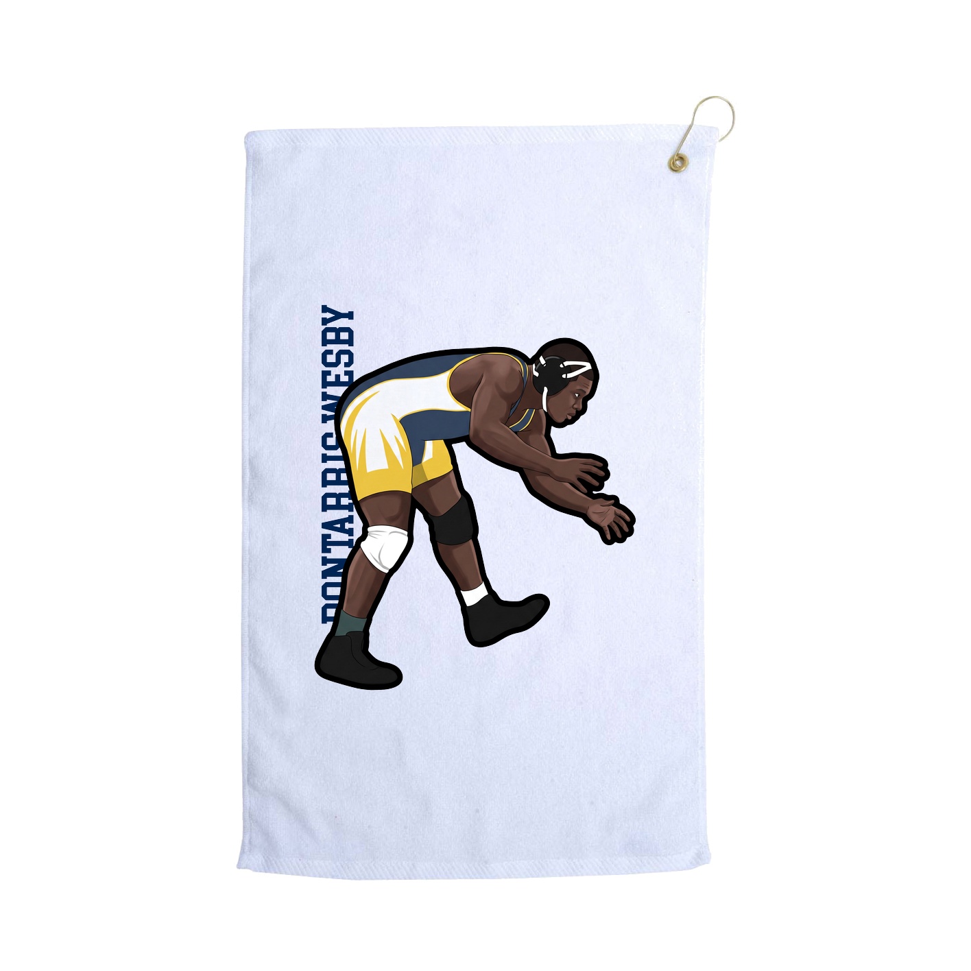 Golf Towel — Name Vertical in White