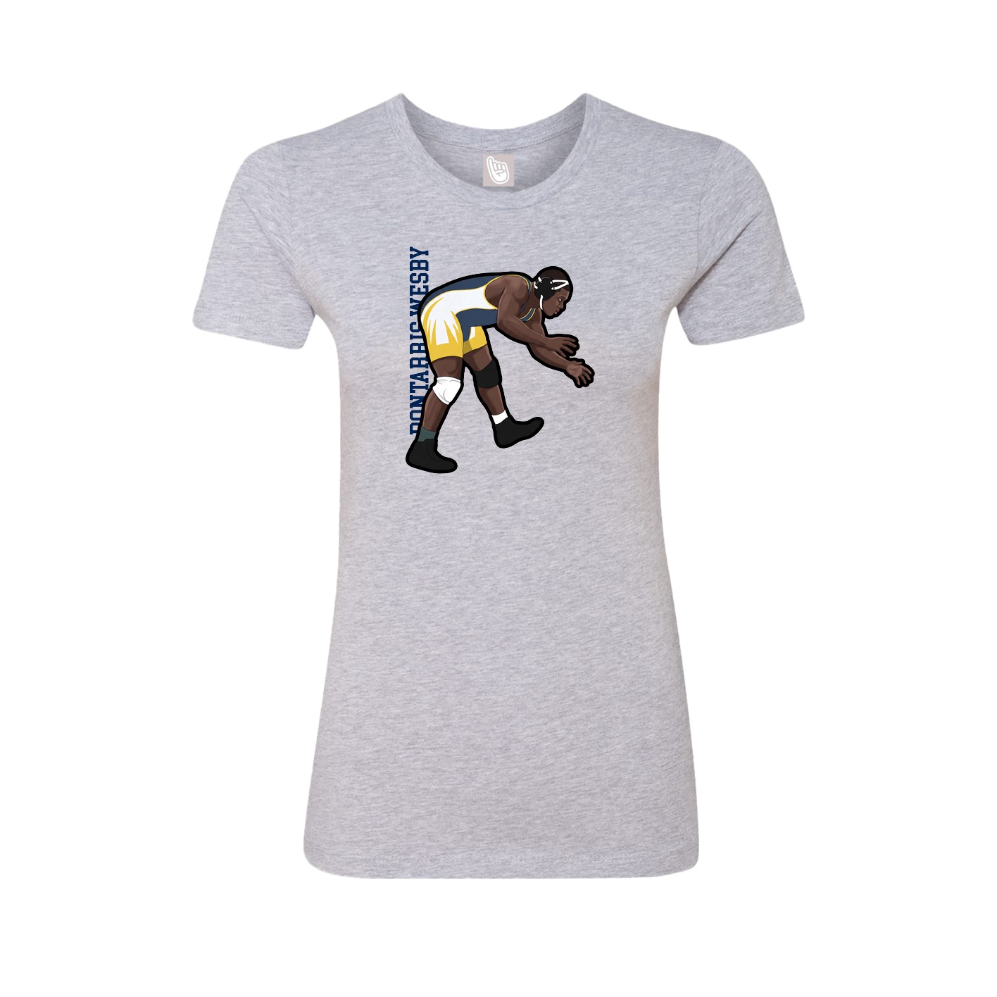 Womens Tee — Name Vertical in Grey