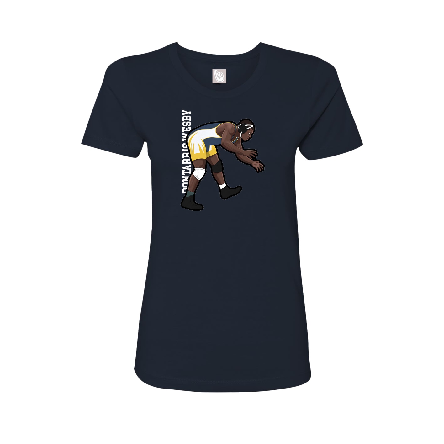 Fitted Women's Tee — Name Vertical in Navy