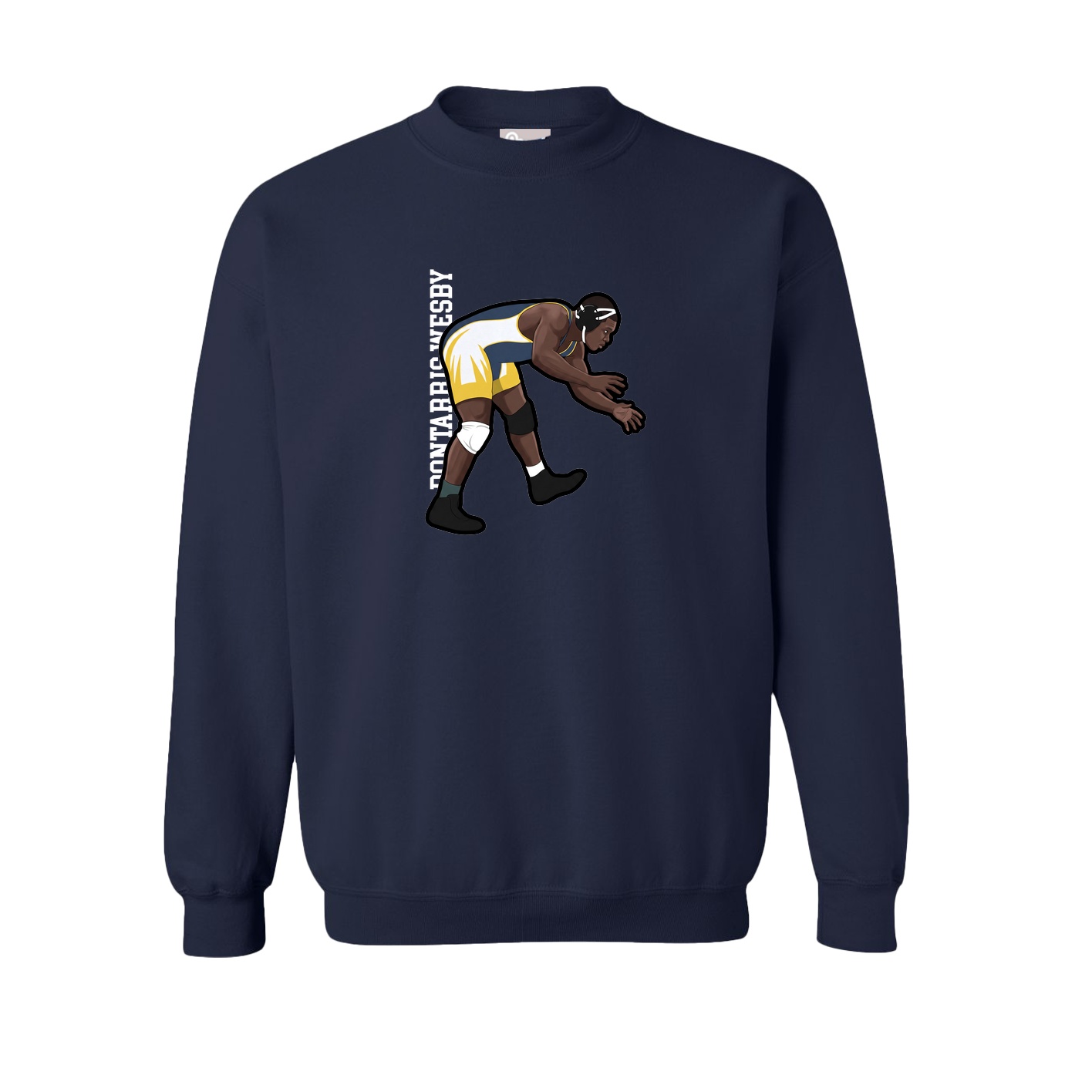Fleece Crew — Name Vertical in Navy