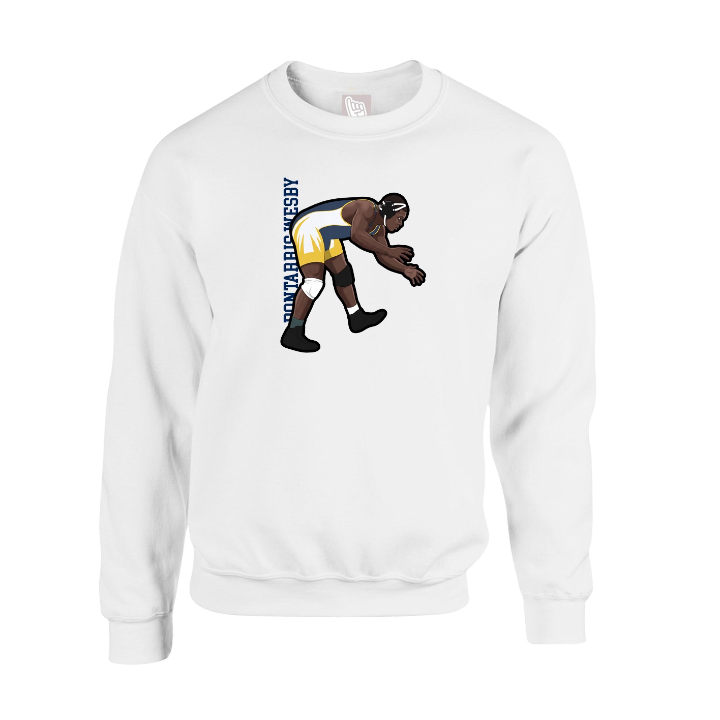 Fleece Crew — Name Vertical in White