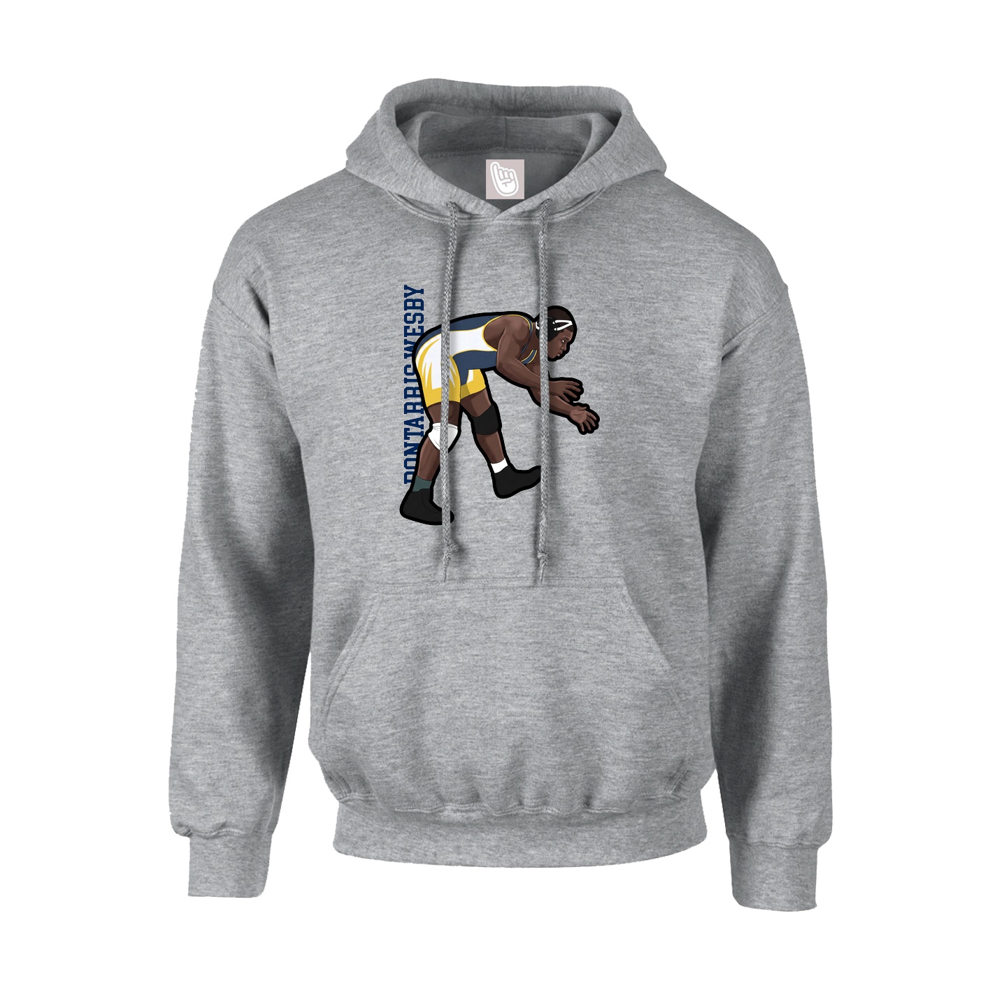 Youth Hoodie — Name Vertical in Grey