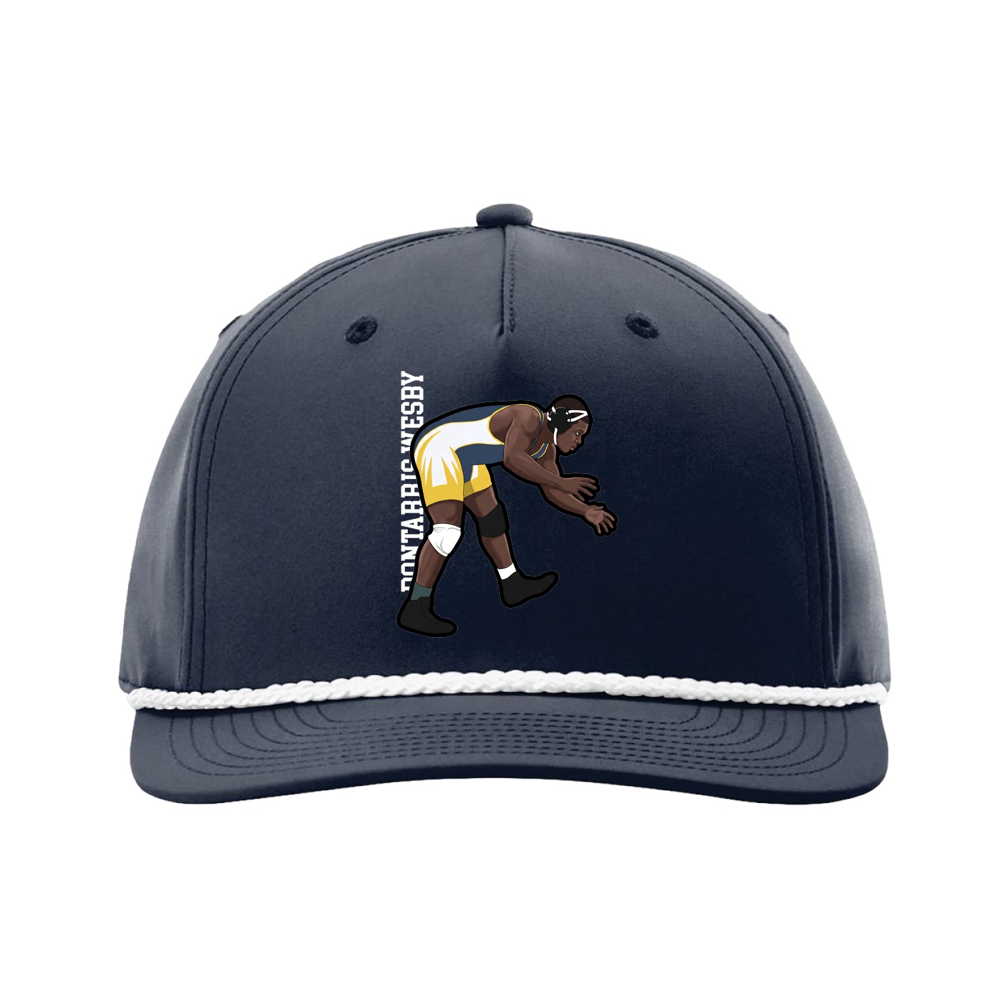 Five-Panel Classic Rope Cap — Name Vertical in Navy