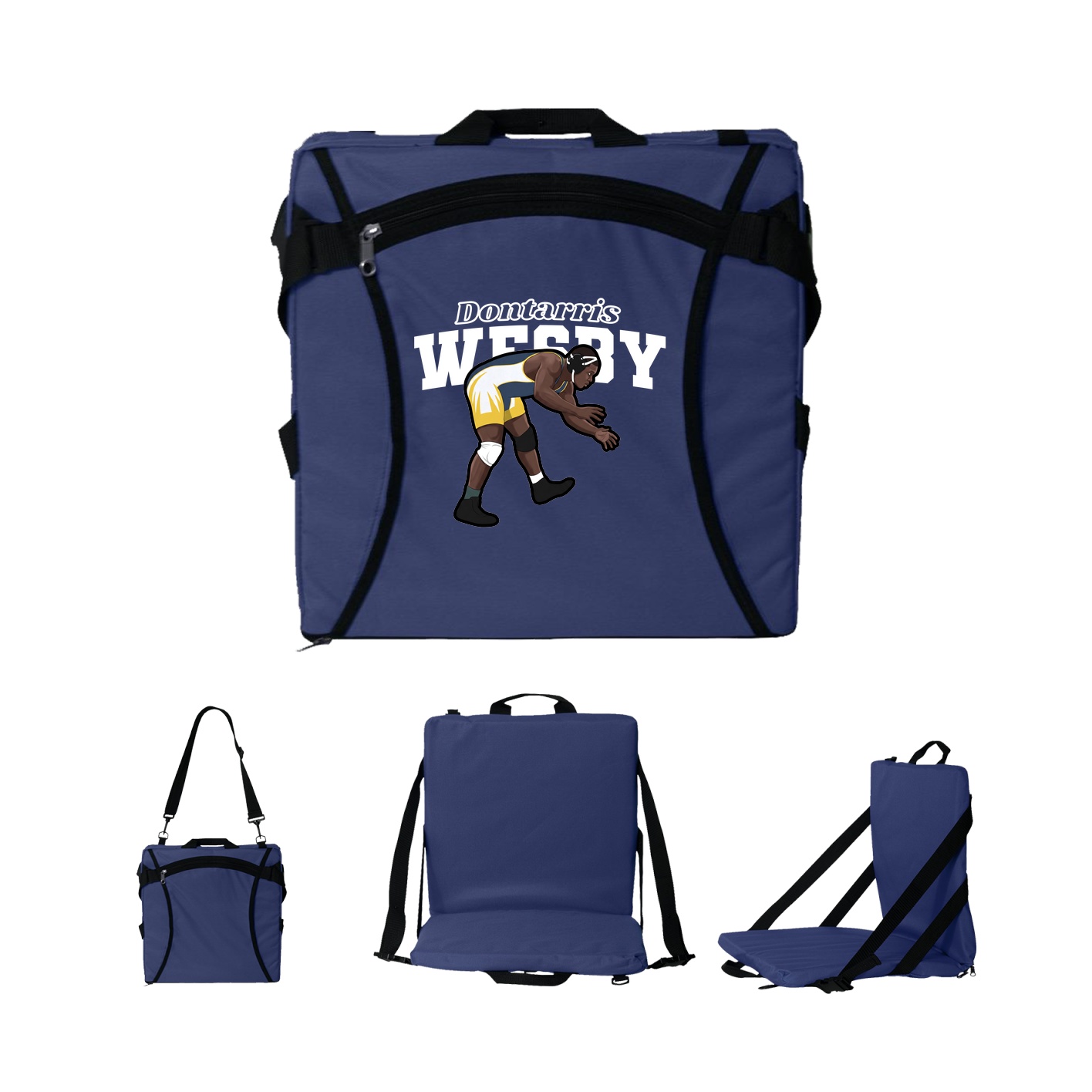 Folding Stadium Seat — Name Arch in Navy
