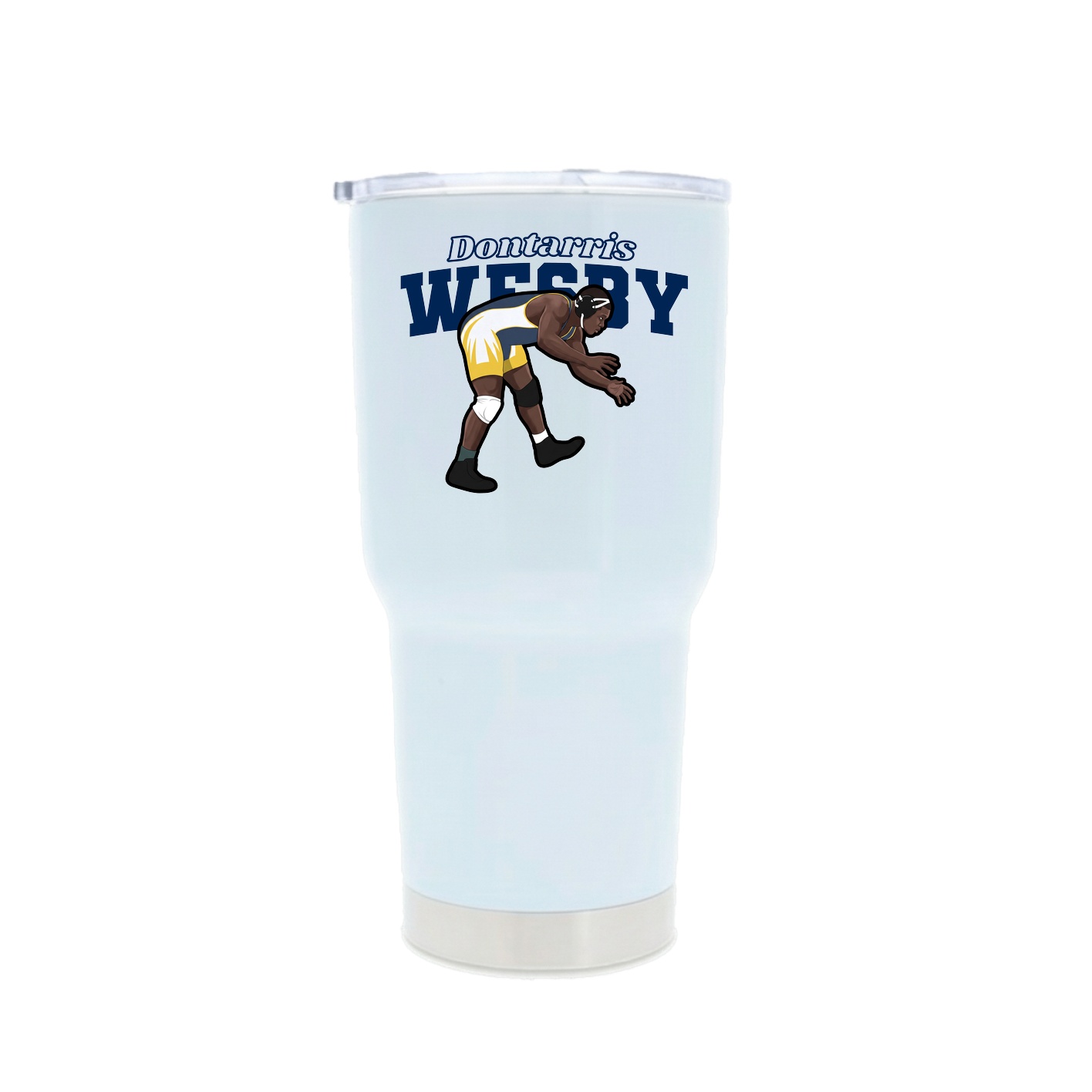 30oz Stainless Steel Tumbler — Name Arch in White