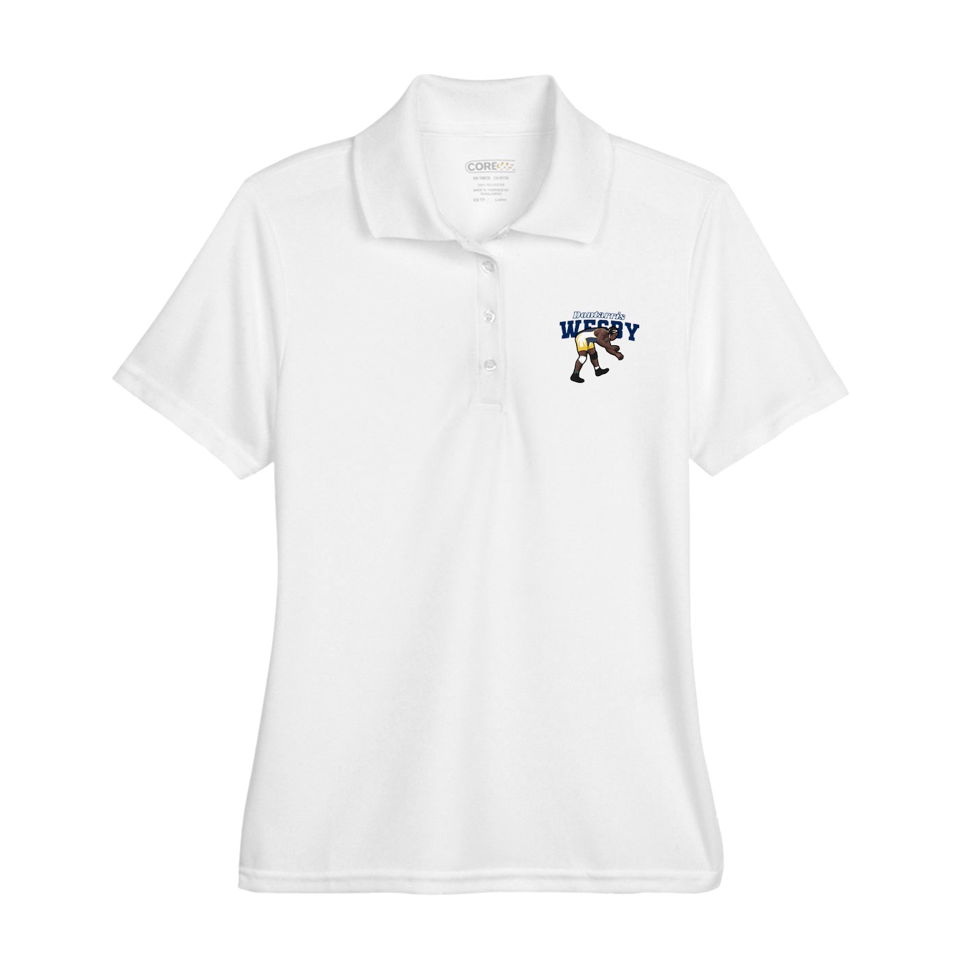 Womens Performance Polo — Name Arch in White