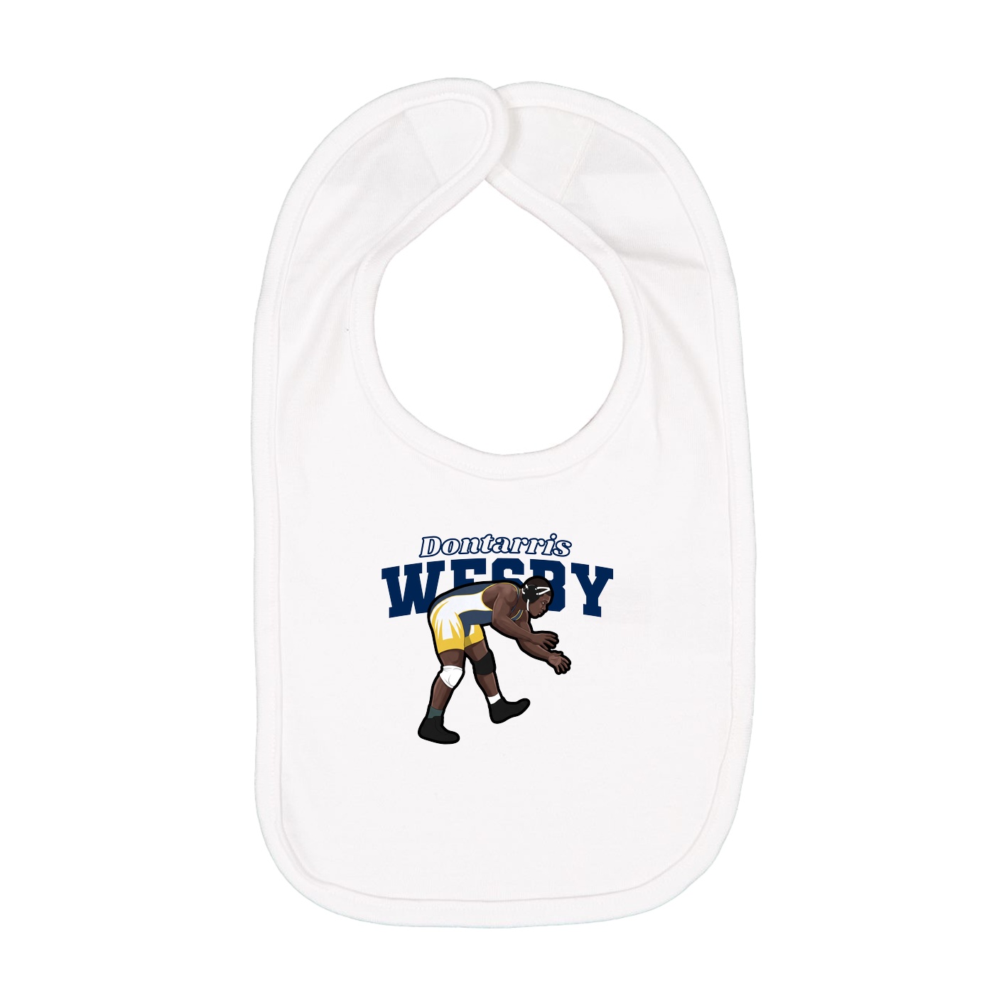 Infant Bib — Name Arch in White