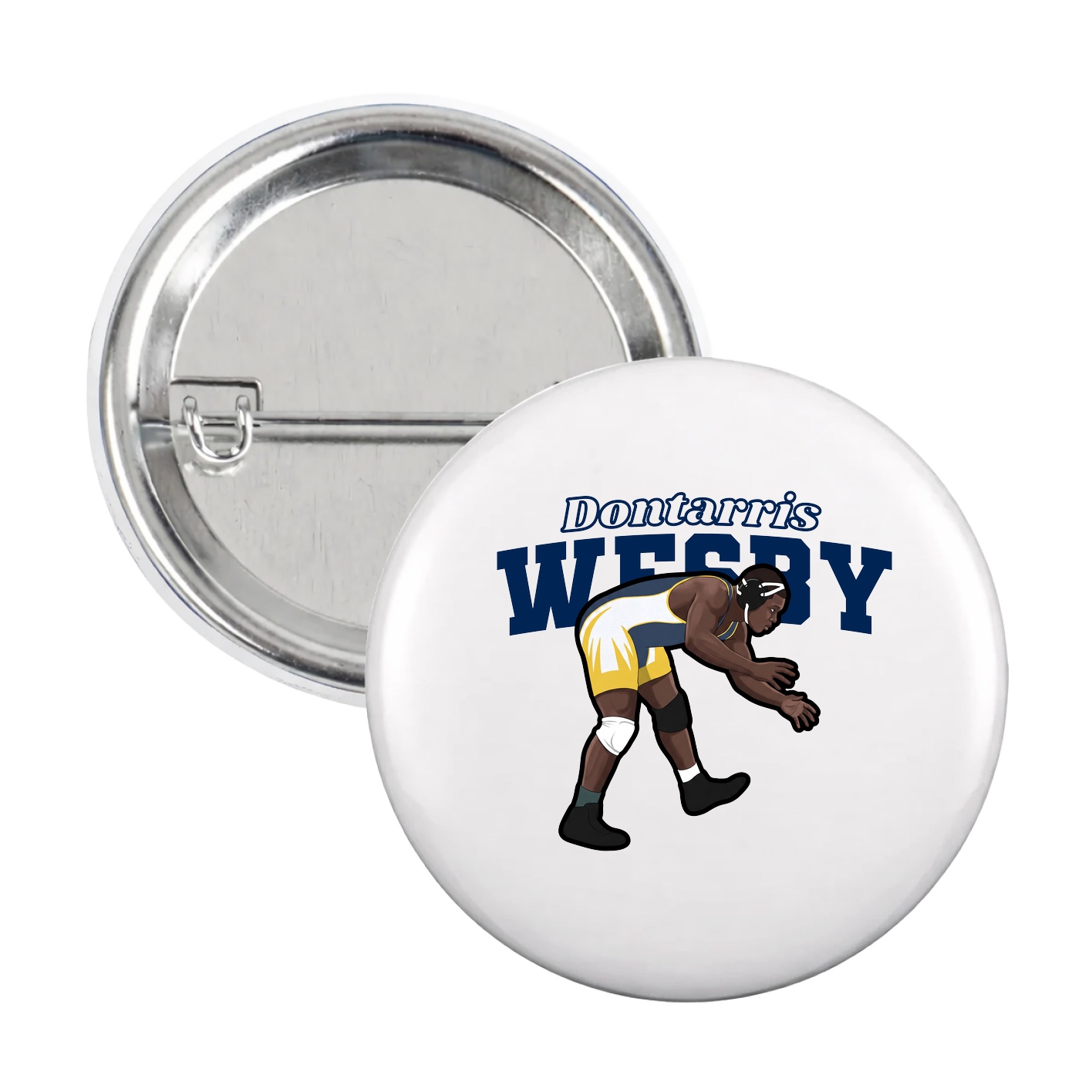 Game Day Button — Name Arch in White