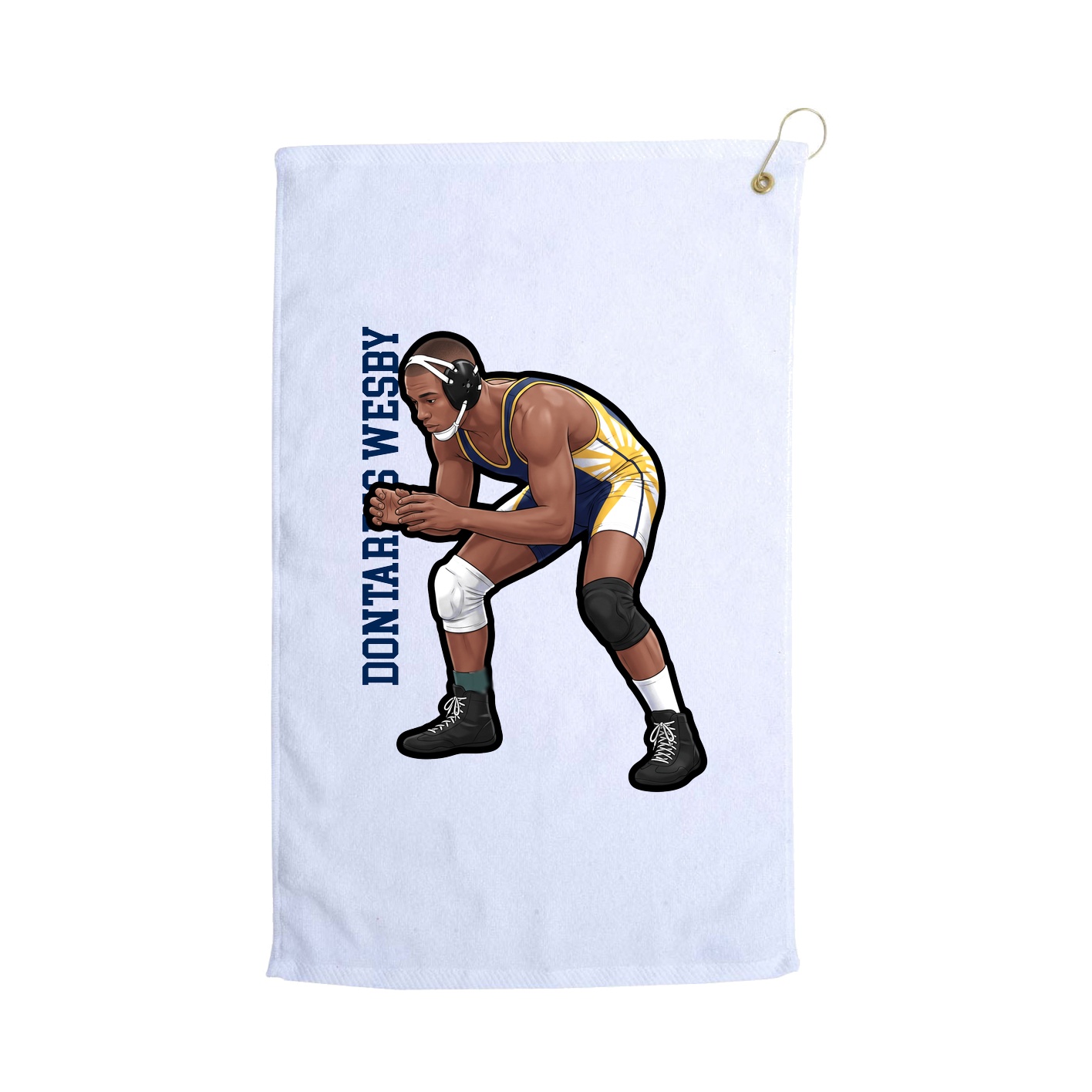 Golf Towel — Name Vertical in White