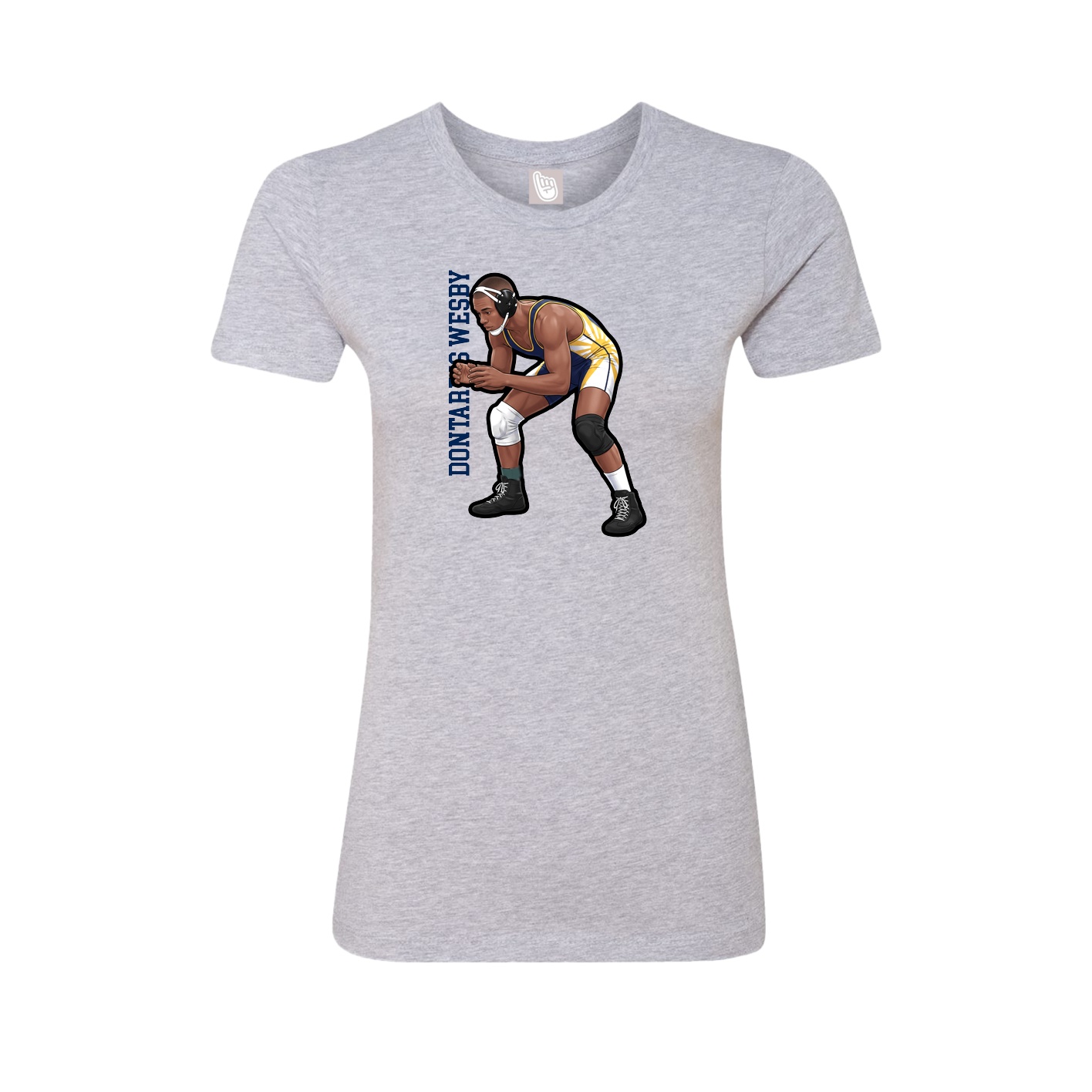Fitted Women's Tee — Name Vertical in Grey