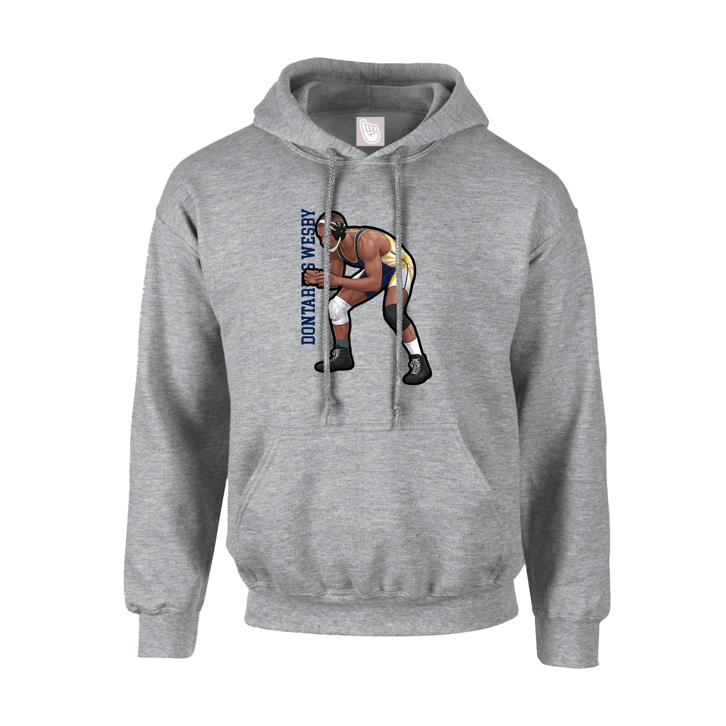 Hoodie — Name Vertical in Grey