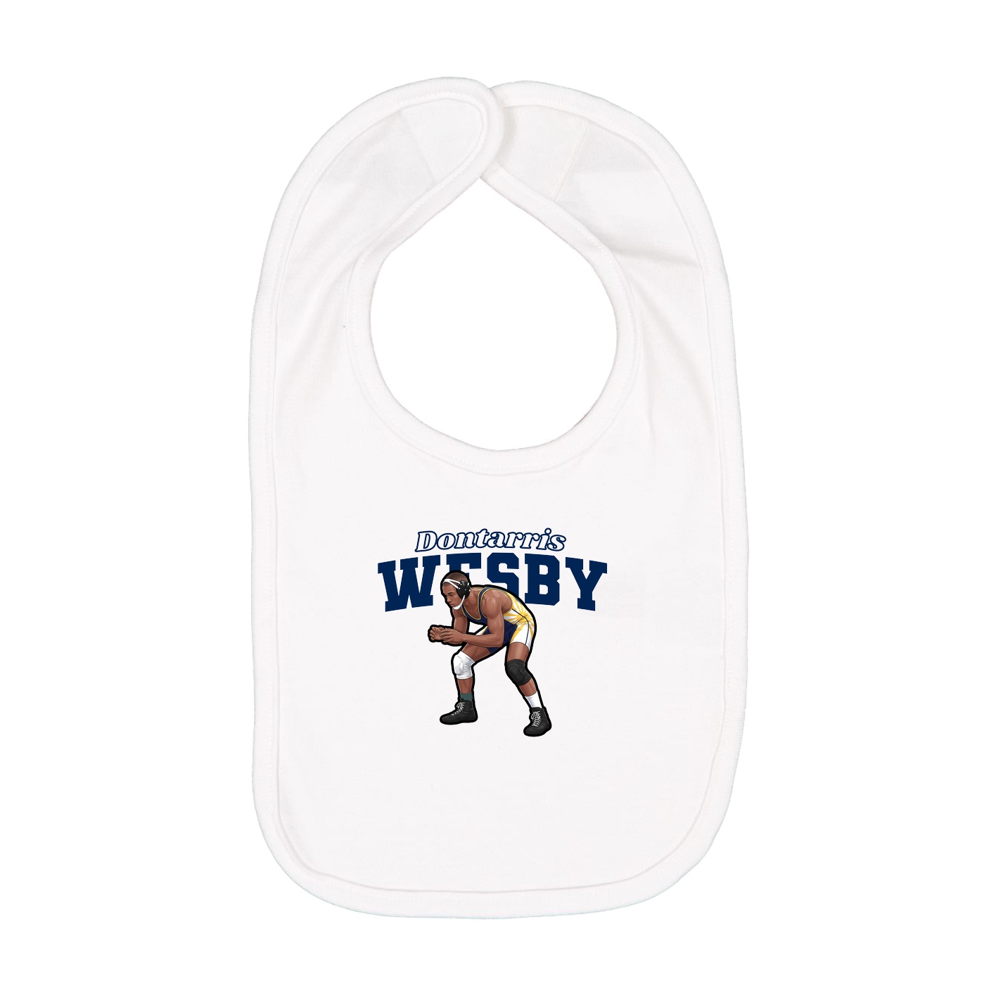 Infant Bib — Name Arch in White