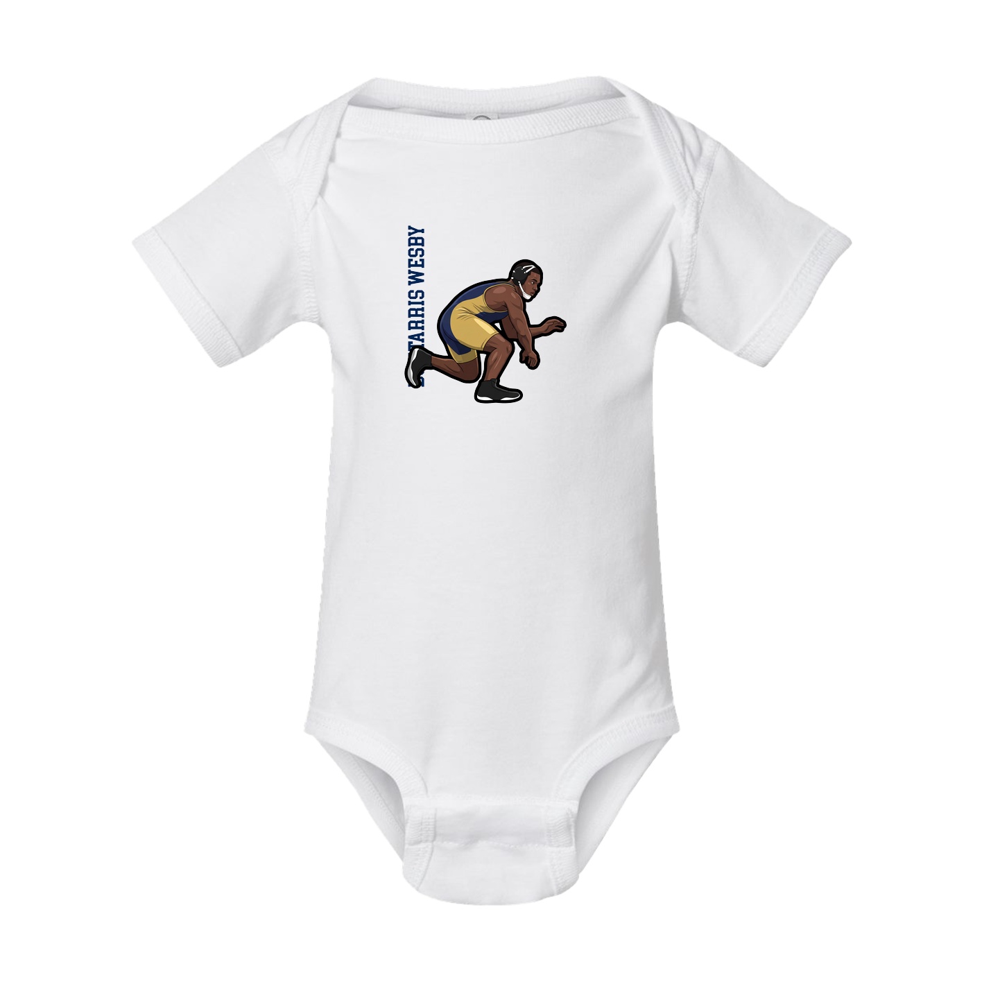 Baby Onesie — Name Vertical in White
