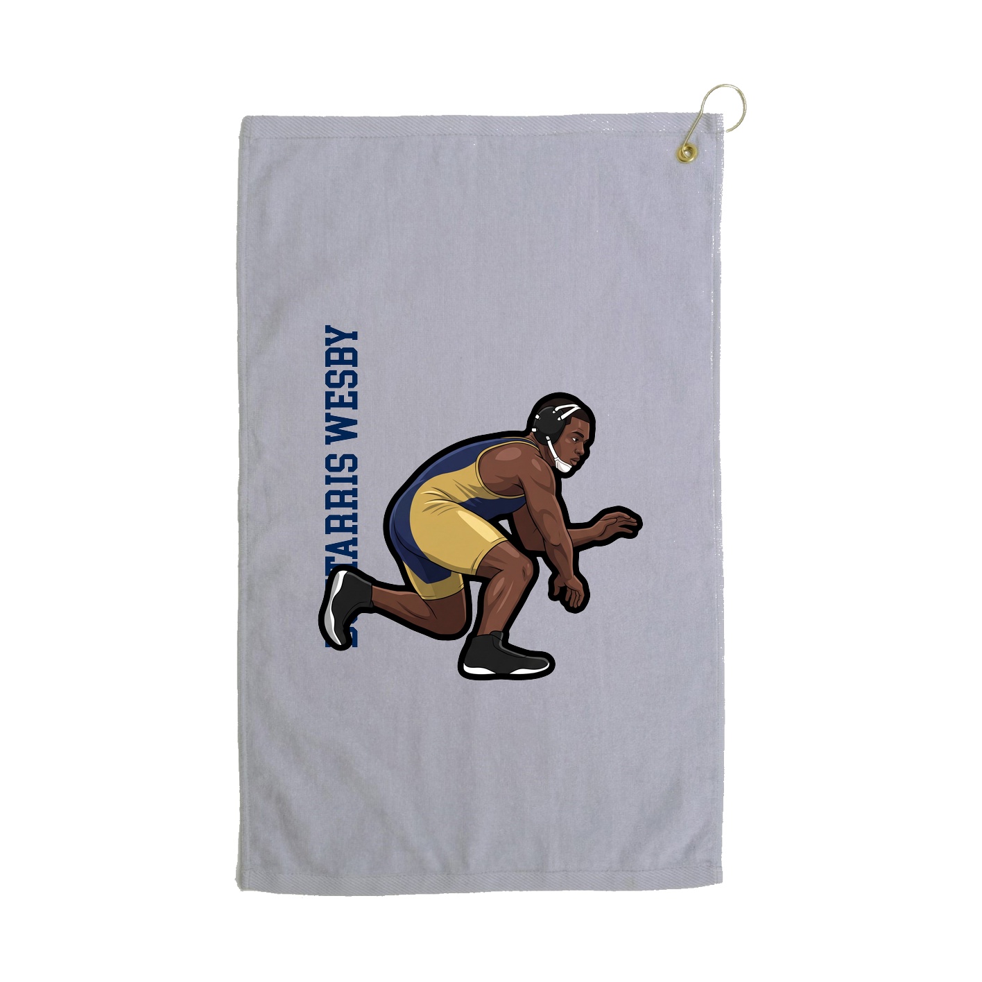 Golf Towel — Name Vertical in Grey