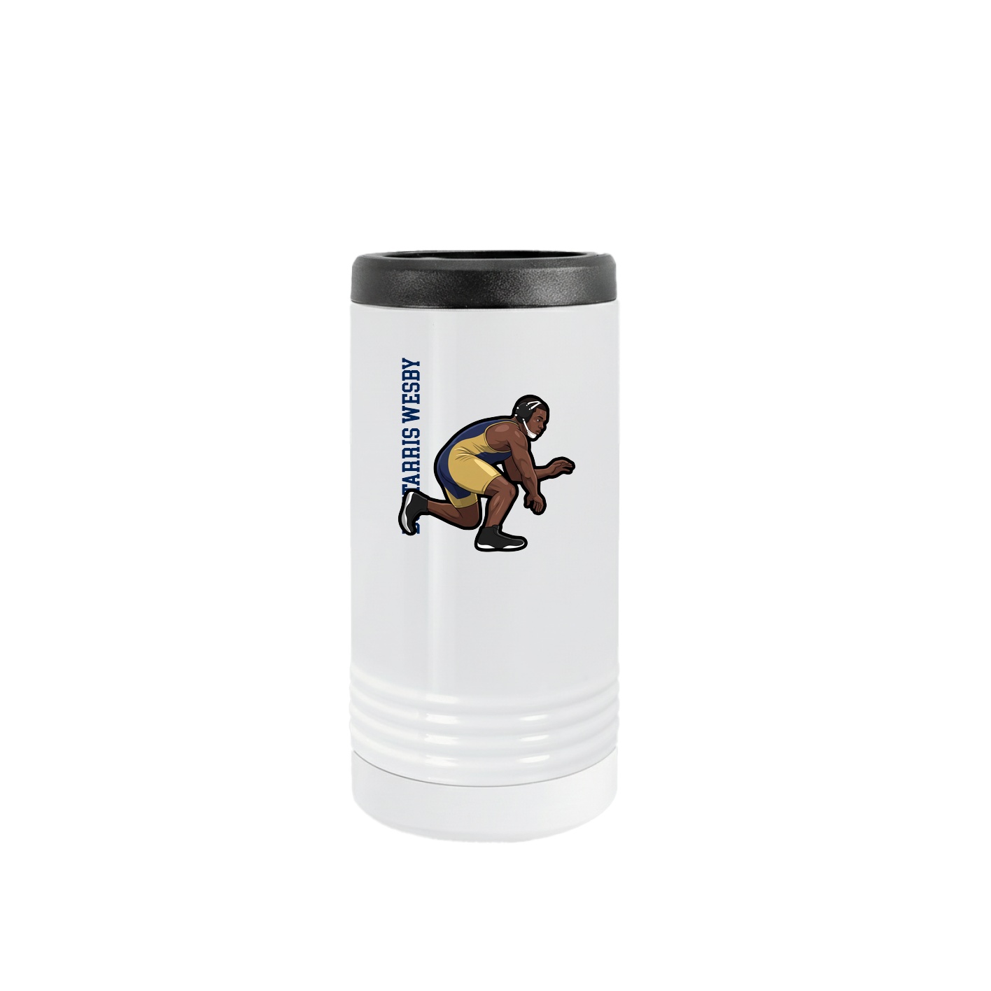 Slim Beverage Holder — Name Vertical in White