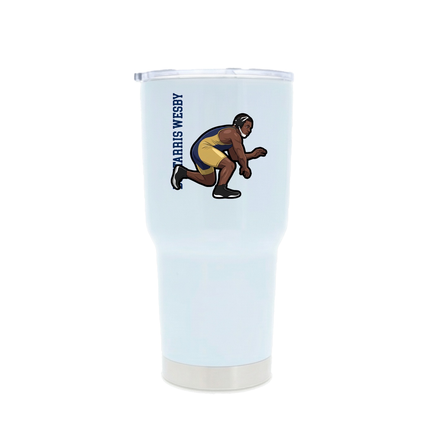 30oz Stainless Steel Tumbler — Name Vertical in White