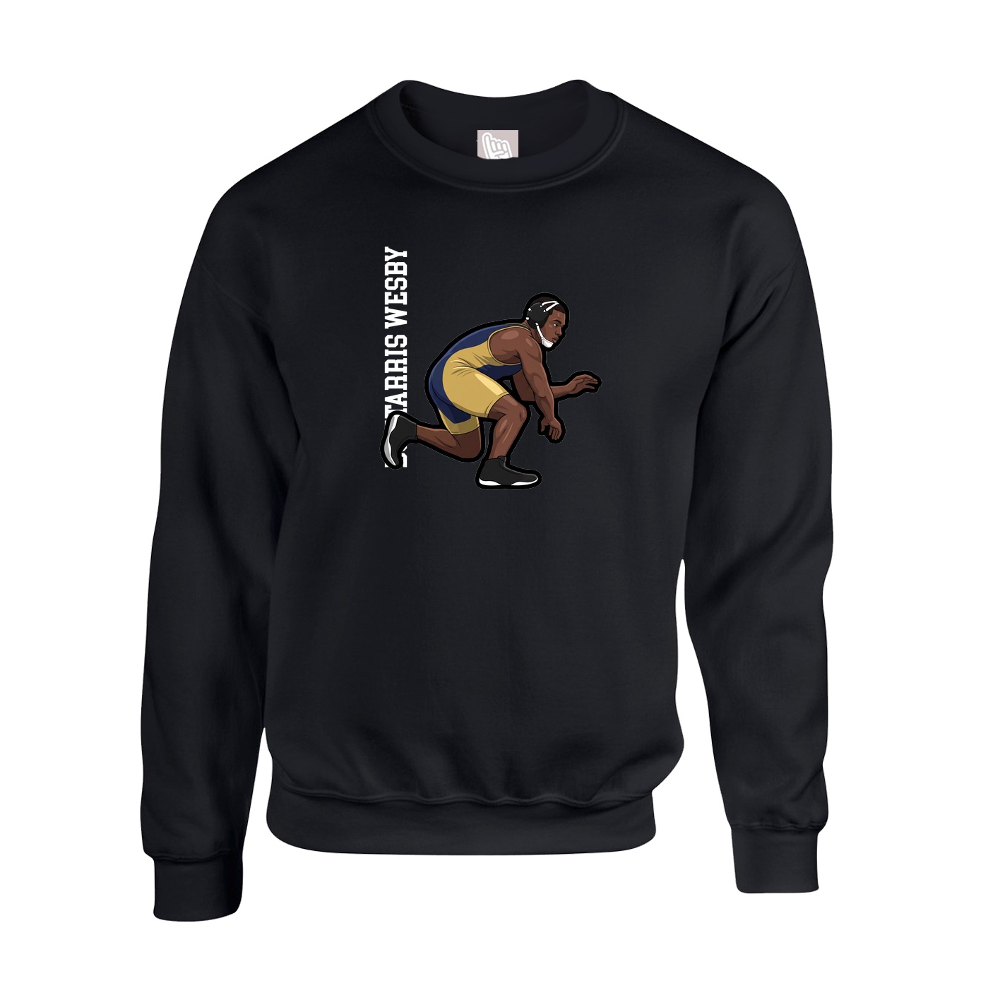 Fleece Crew — Name Vertical in Black