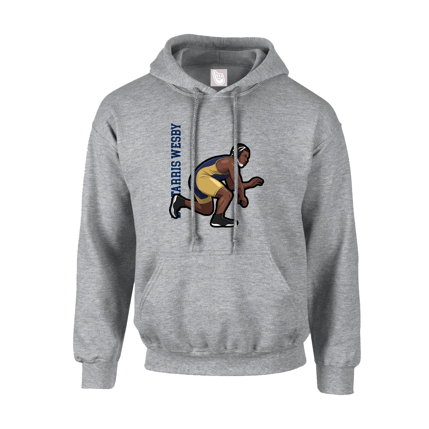 Youth Hoodie — Name Vertical in Grey