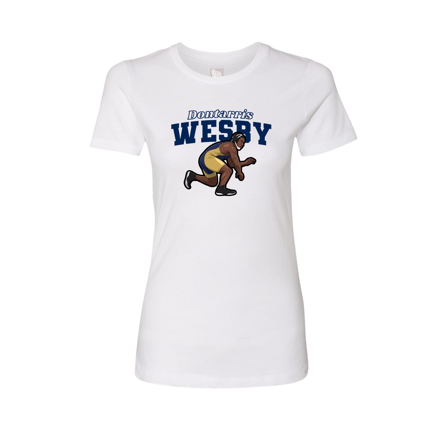 Fitted Women's Tee — Name Arch in White
