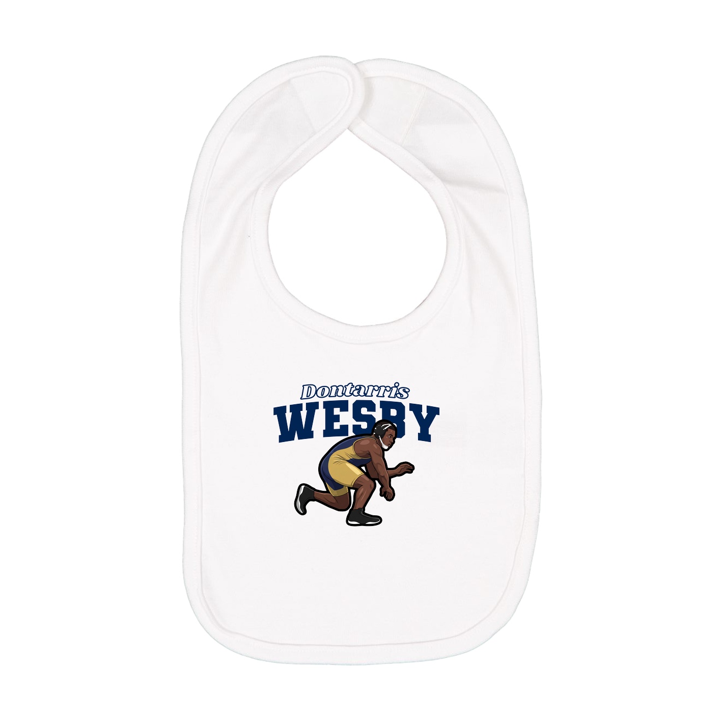 Infant Bib — Name Arch in White