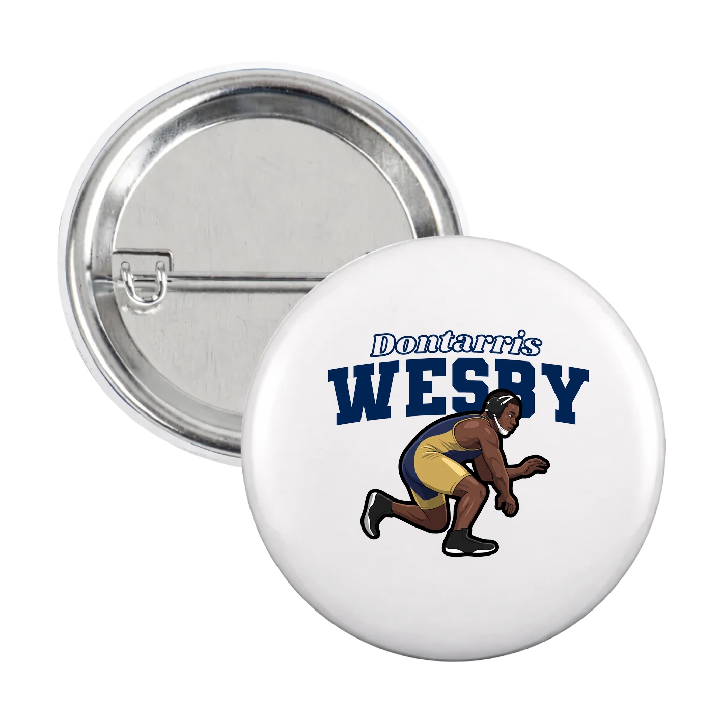 Game Day Button — Name Arch in White