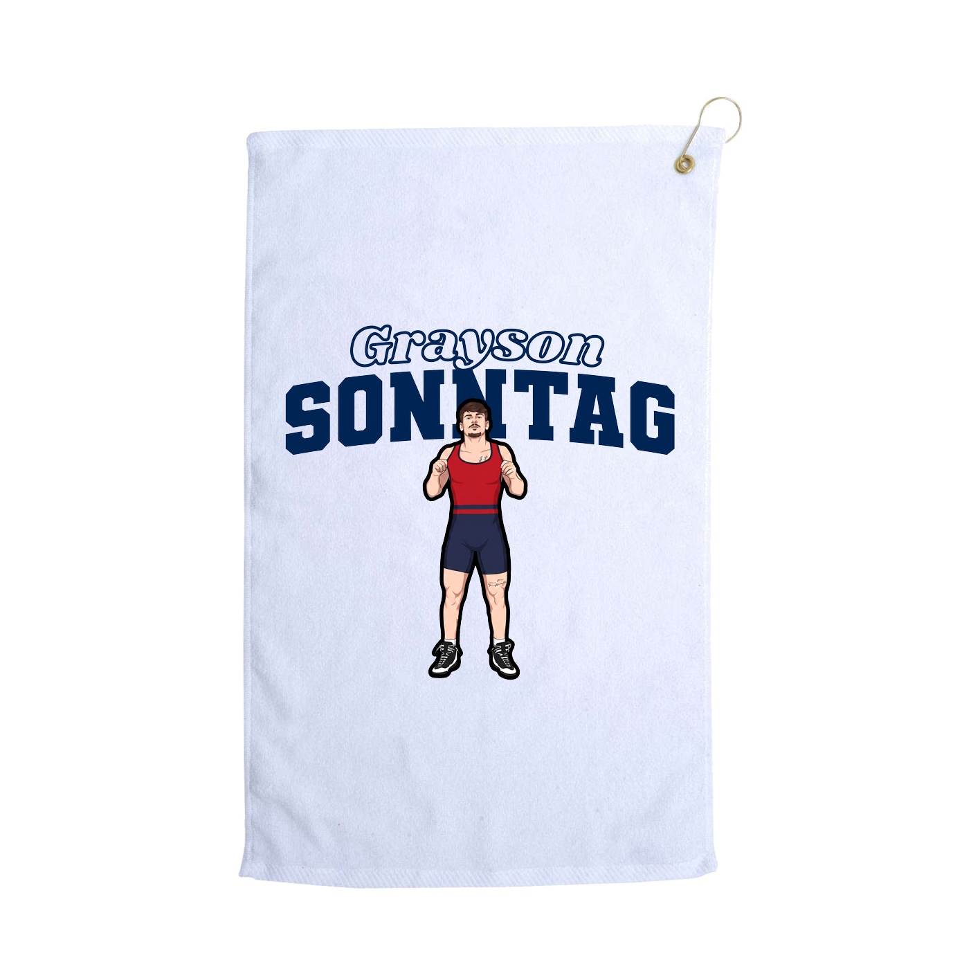 Golf Towel — Name Arch in White