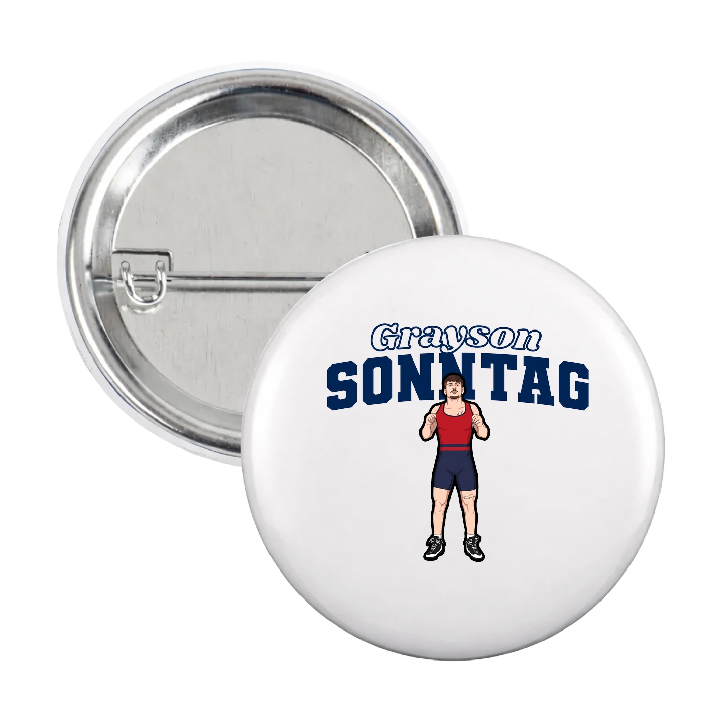 Game Day Button — Name Arch in White