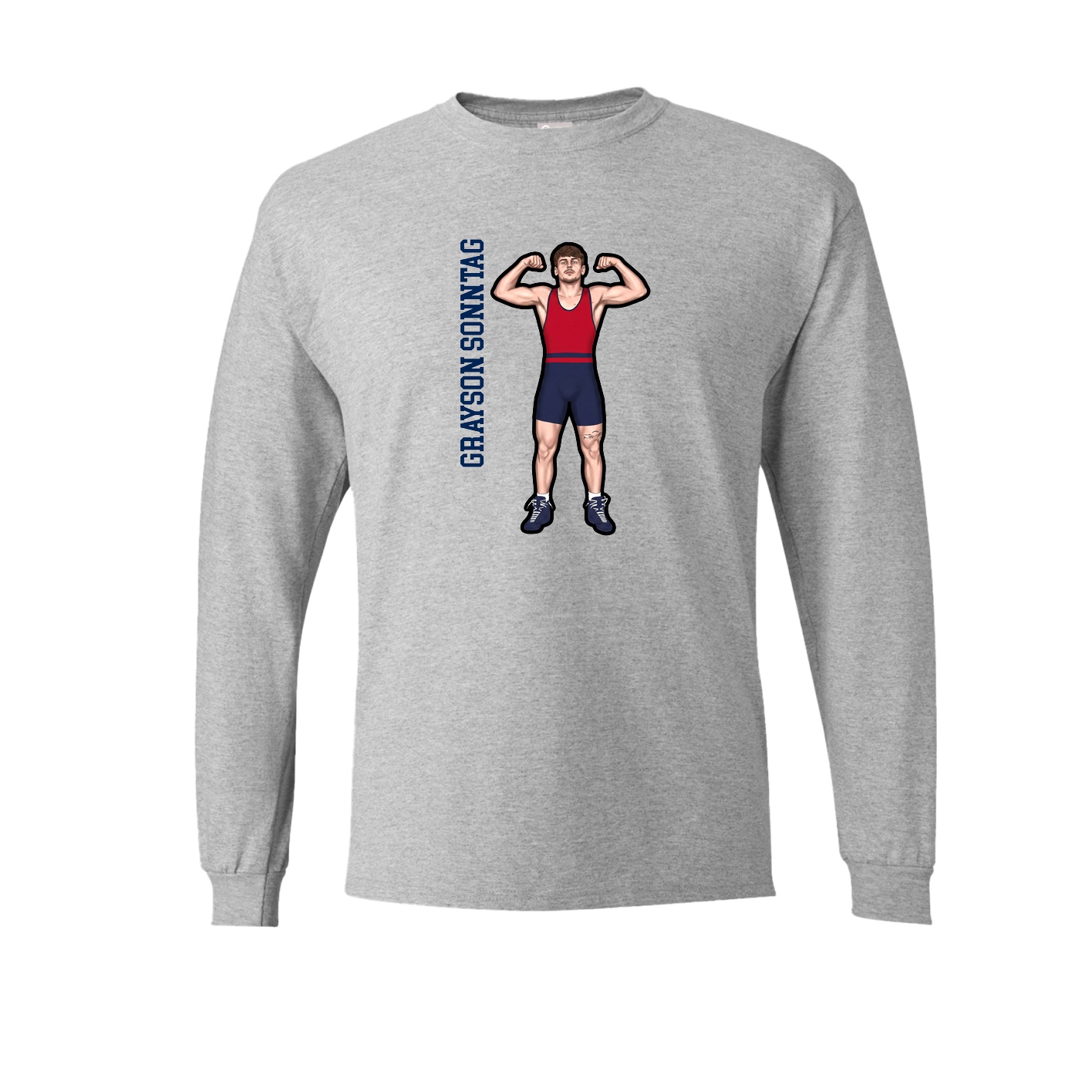 Long Sleeve Tee — Name Vertical in Grey