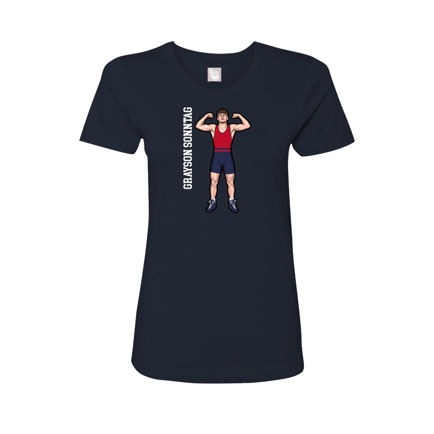 Fitted Women's Tee — Name Vertical in Navy
