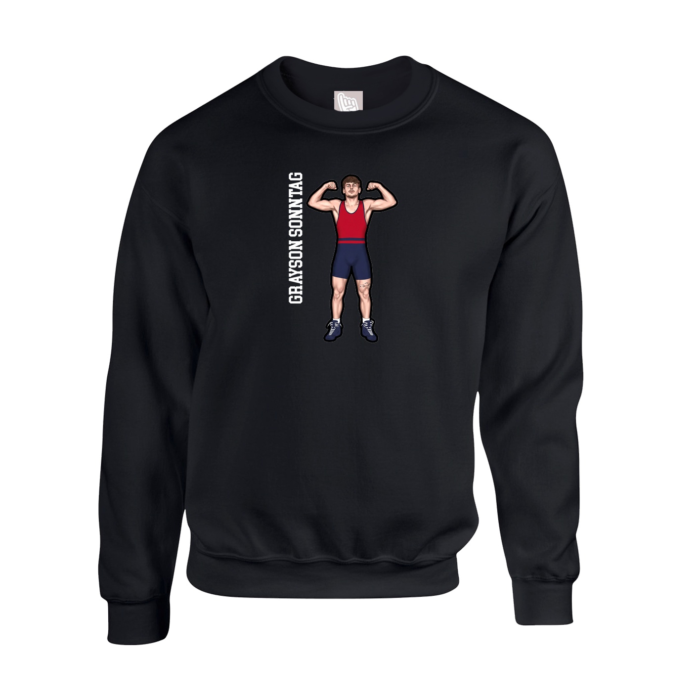 Fleece Crew — Name Vertical in Black