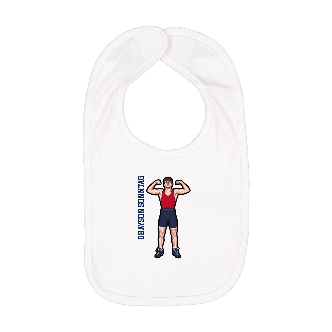 Infant Bib — Name Vertical in White