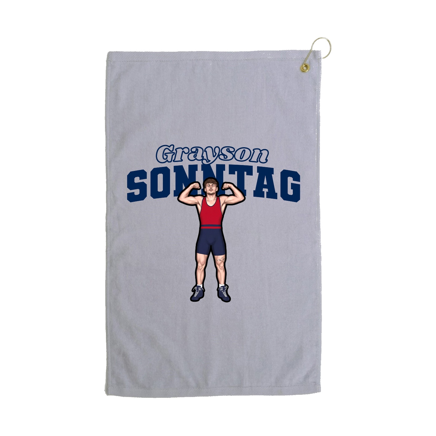 Golf Towel — Name Arch in Grey