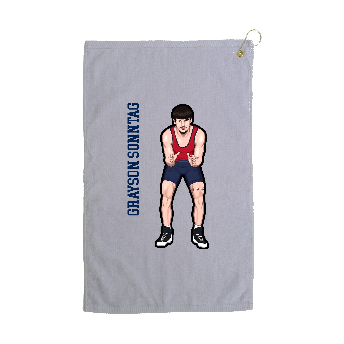Golf Towel — Name Vertical in Grey