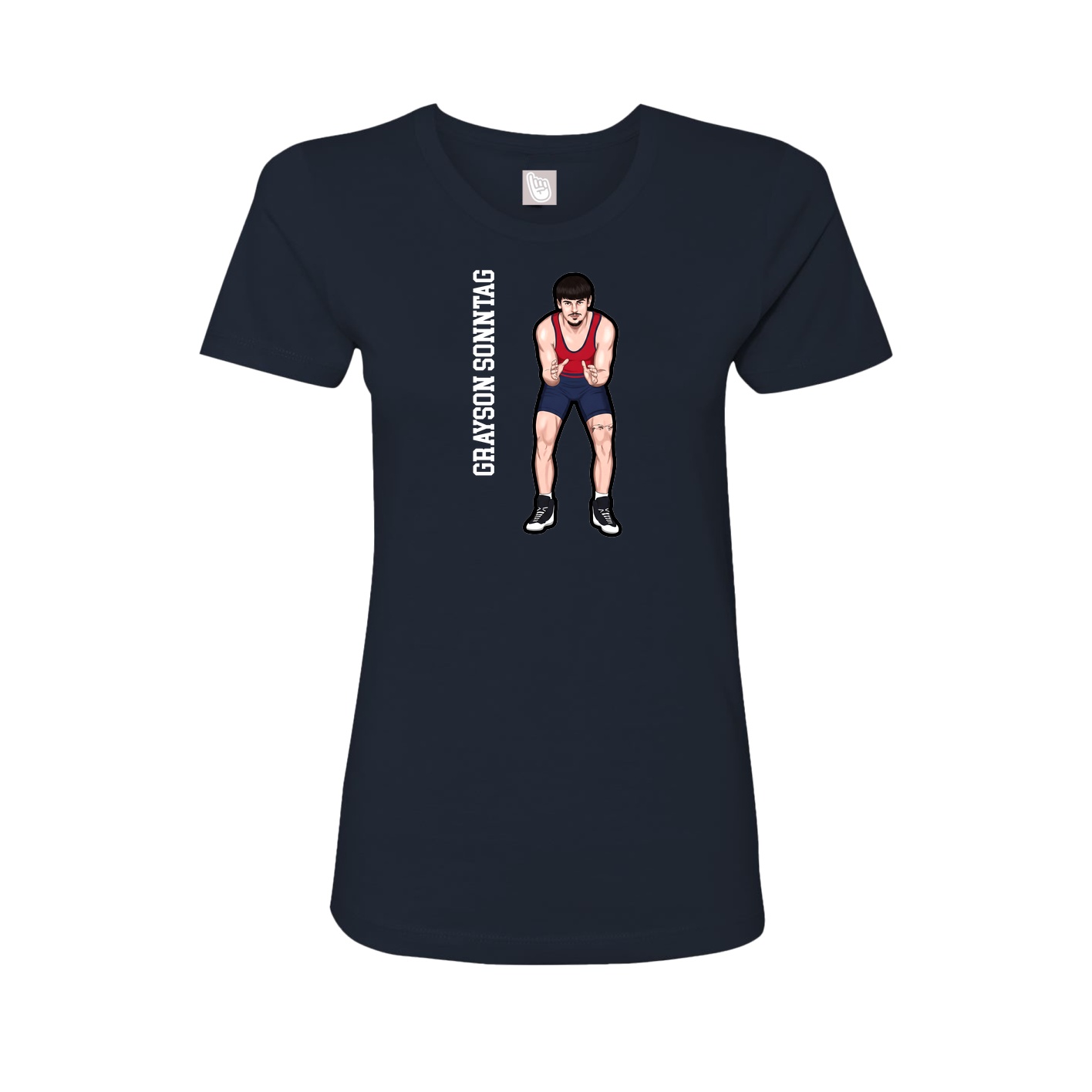 Fitted Women's Tee — Name Vertical in Navy
