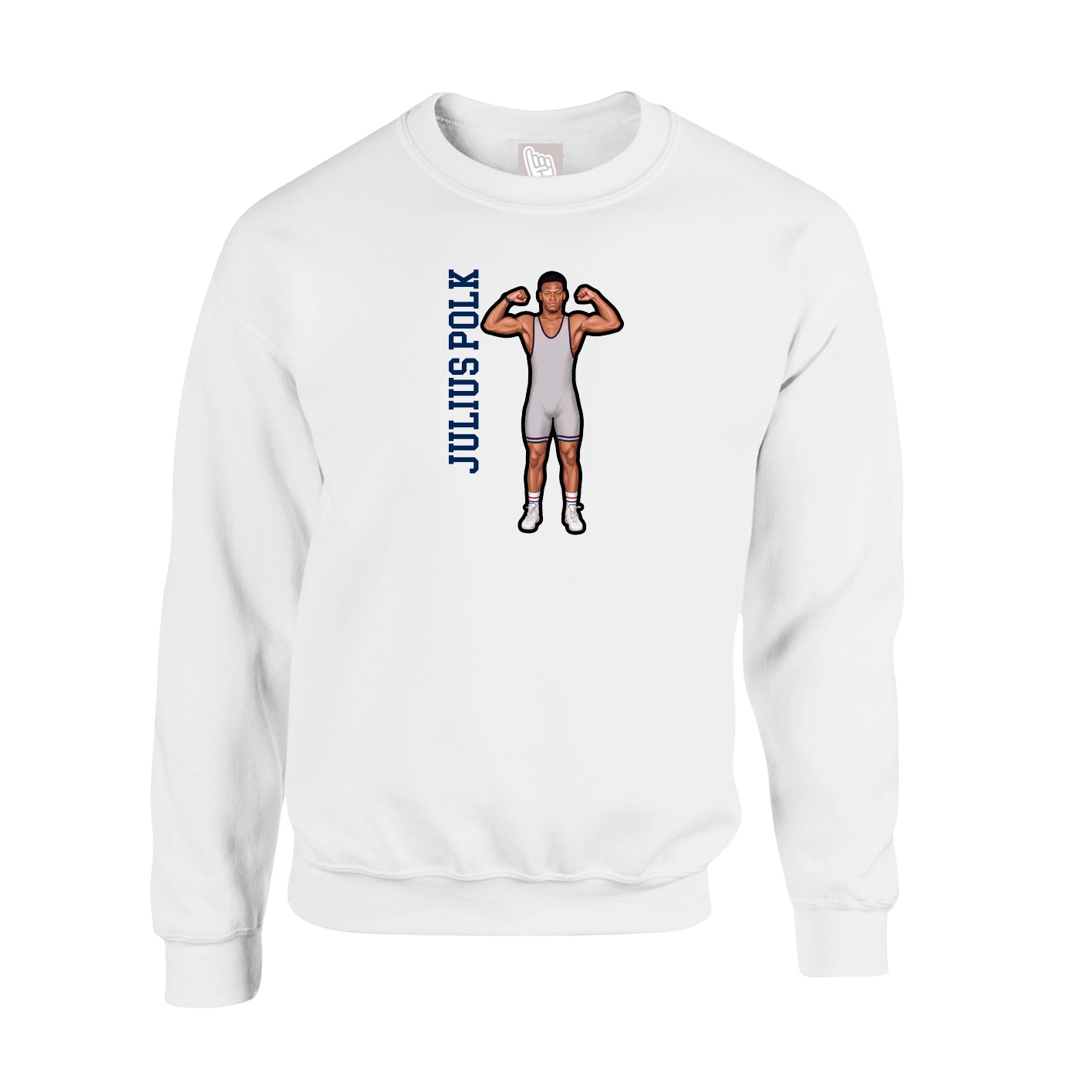 Fleece Crew — Name Vertical in White