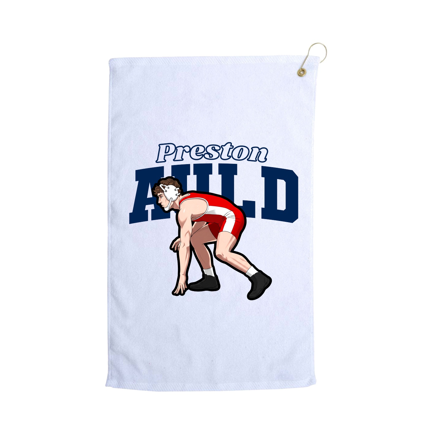 Golf Towel — Name Arch in White