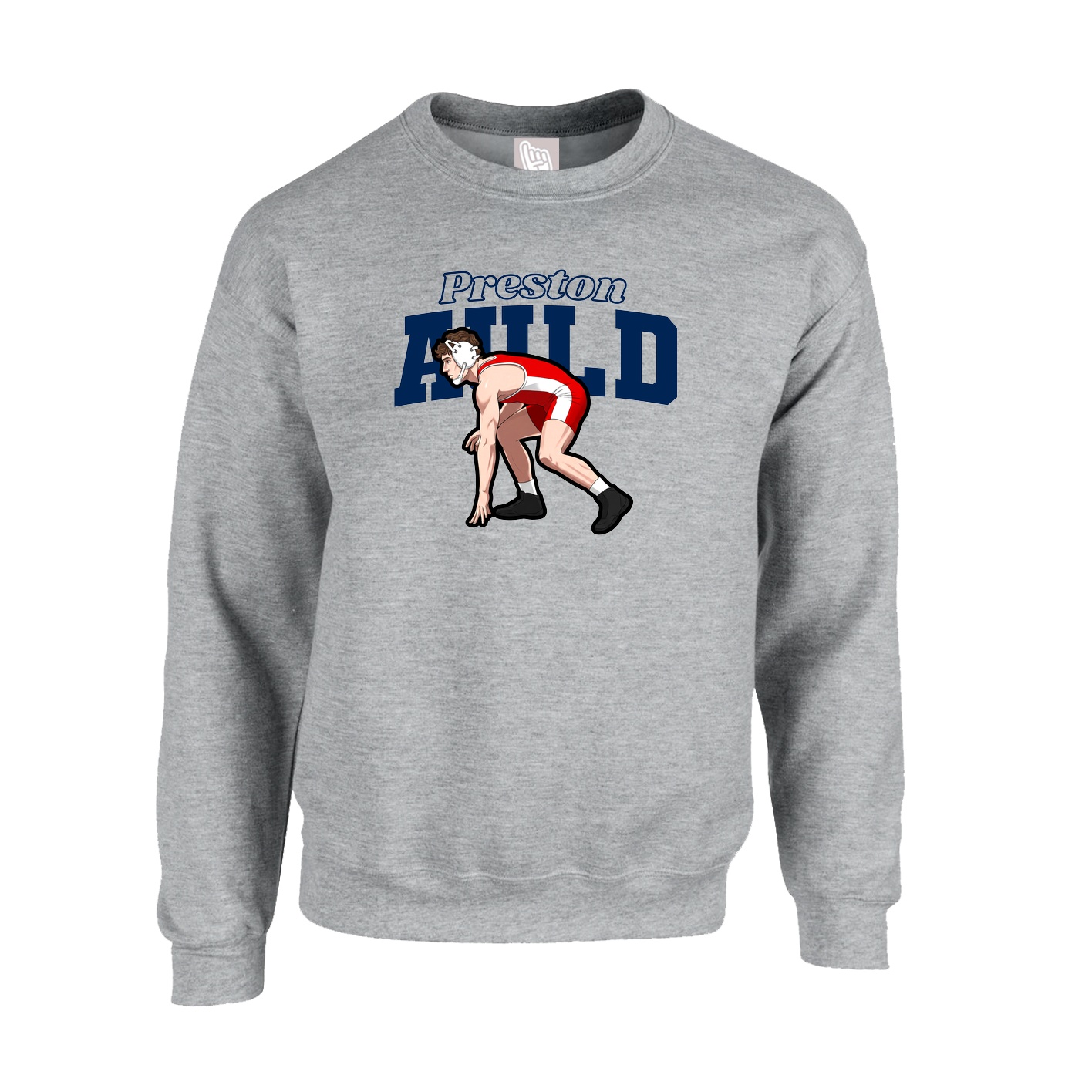 Fleece Crew — Name Arch in Grey