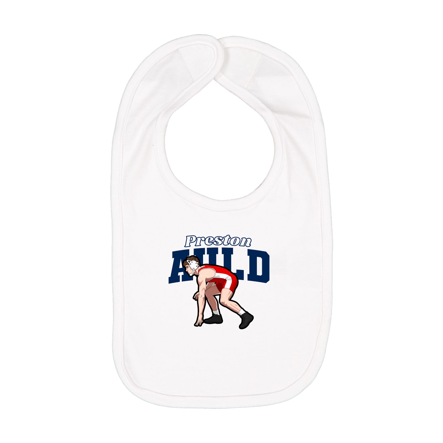 Infant Bib — Name Arch in White