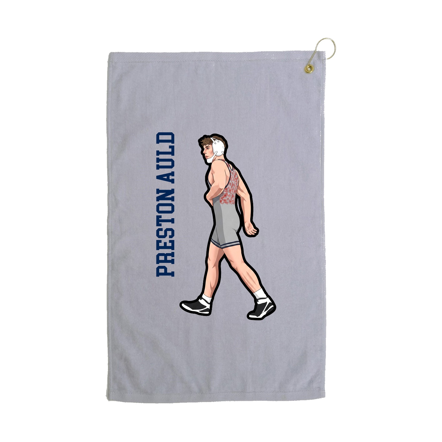 Golf Towel — Name Vertical in Grey
