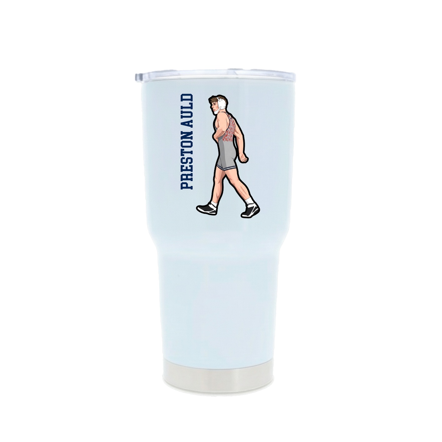 30oz Stainless Steel Tumbler — Name Vertical in White