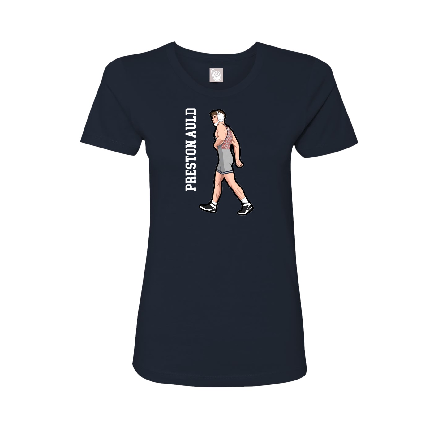Fitted Women's Tee — Name Vertical in Navy
