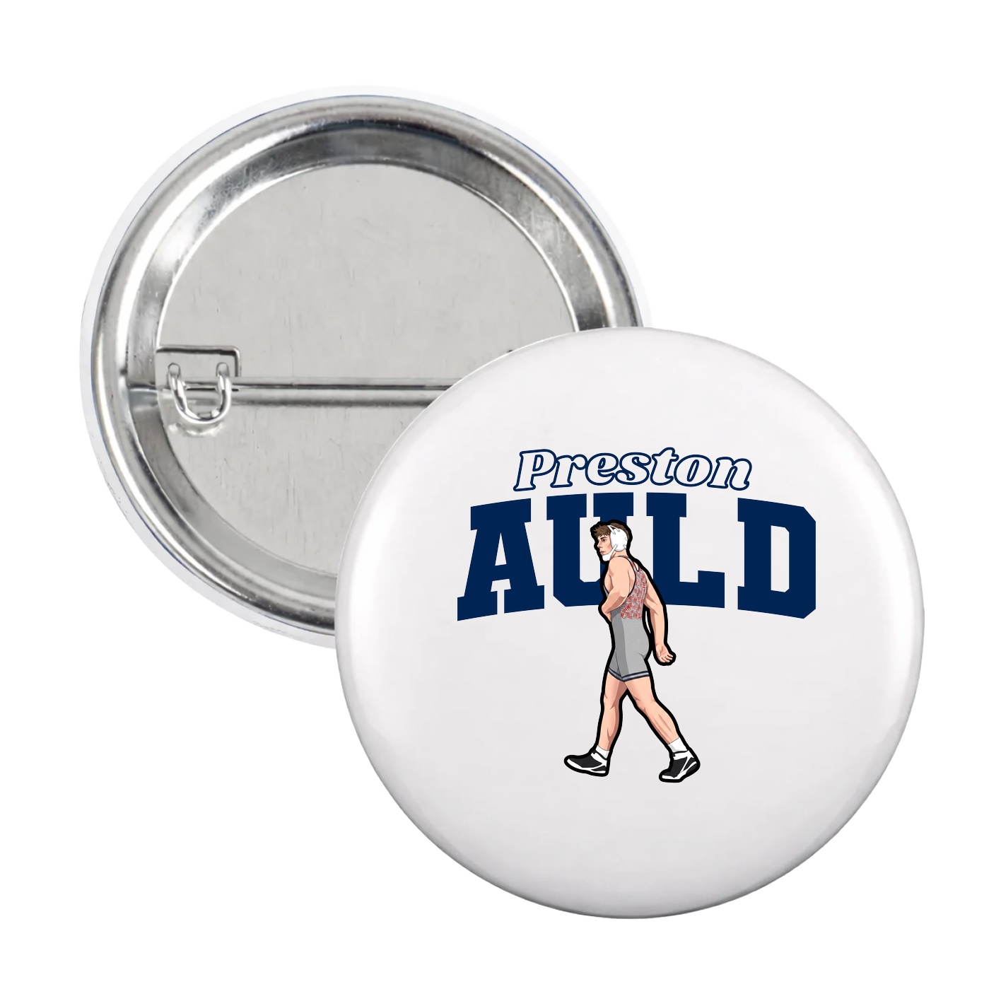 Game Day Button — Name Arch in White