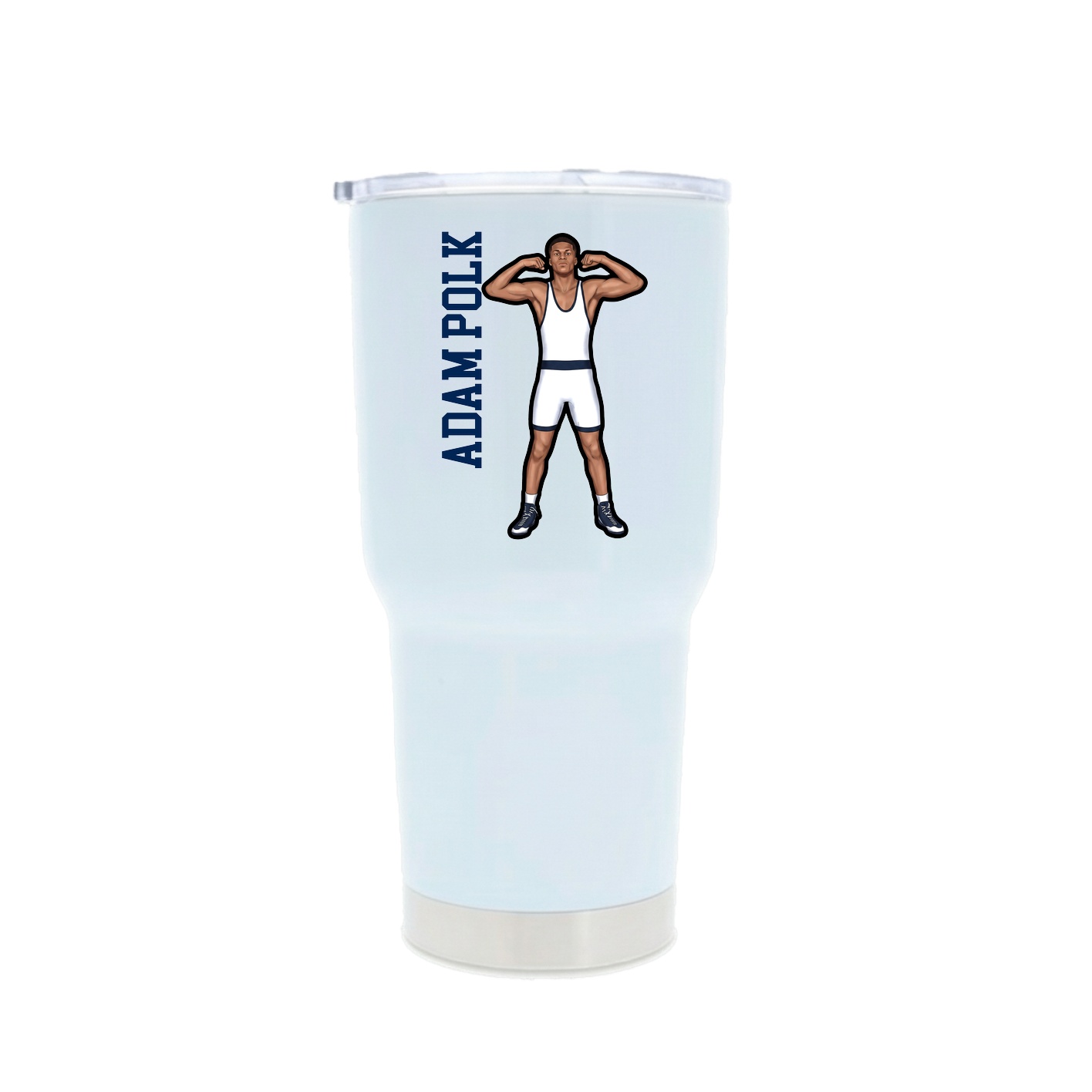 30oz Stainless Steel Tumbler — Name Vertical in White