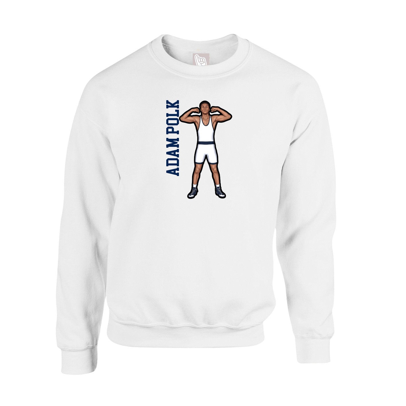 Fleece Crew — Name Vertical in White
