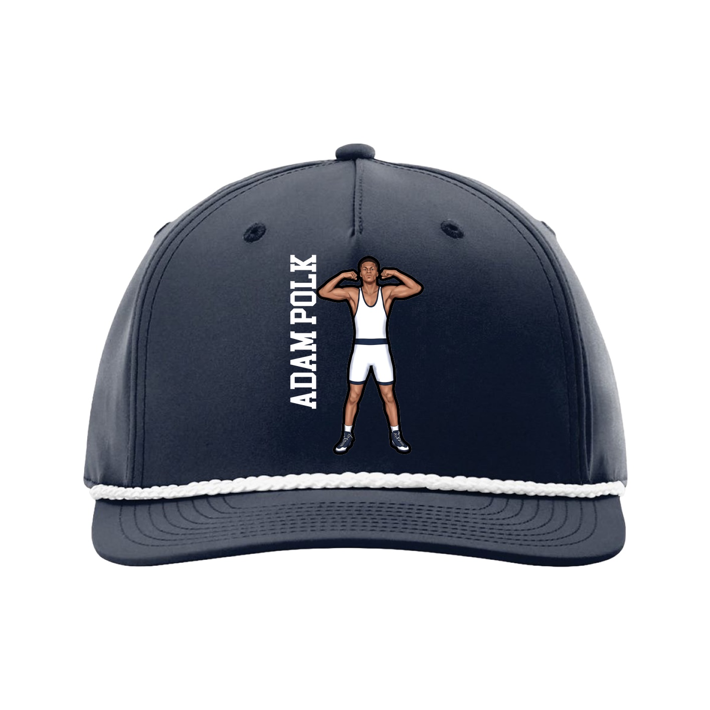 Five-Panel Classic Rope Cap — Name Vertical in Navy